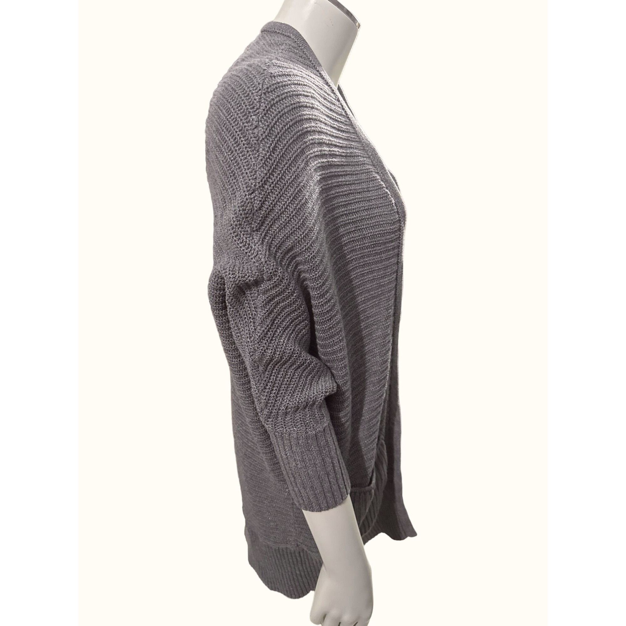American Eagle Outfitters American Eagle Outfitters Ribbed Knit Batwing Gray Cardigan Size S / US 4 / IT 40 - 6 Thumbnail