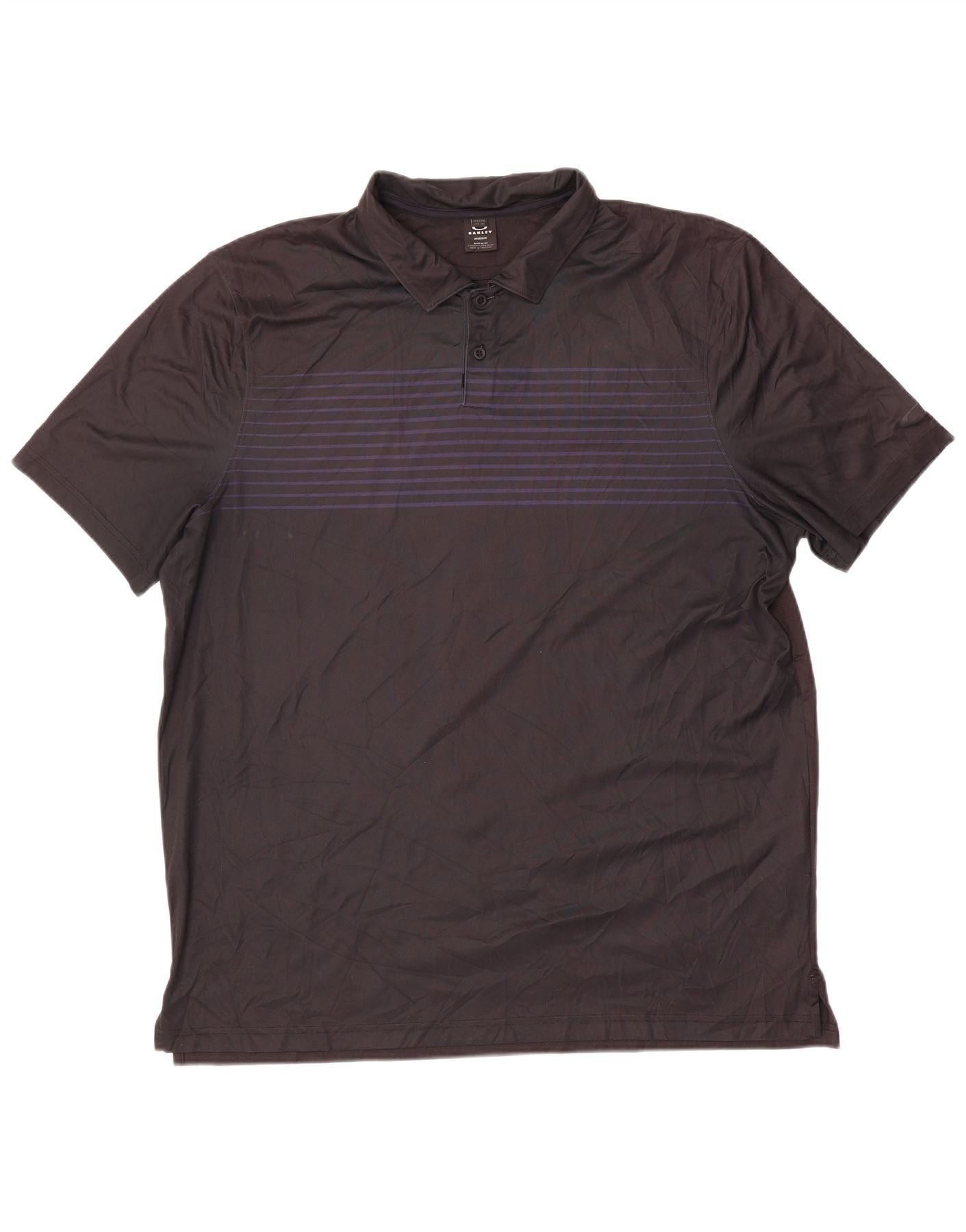 Oakley Mens Polo Shirt 2XL Black Striped Polyester Size US M / EU 48-50 / 2 - 1 Thumbnail