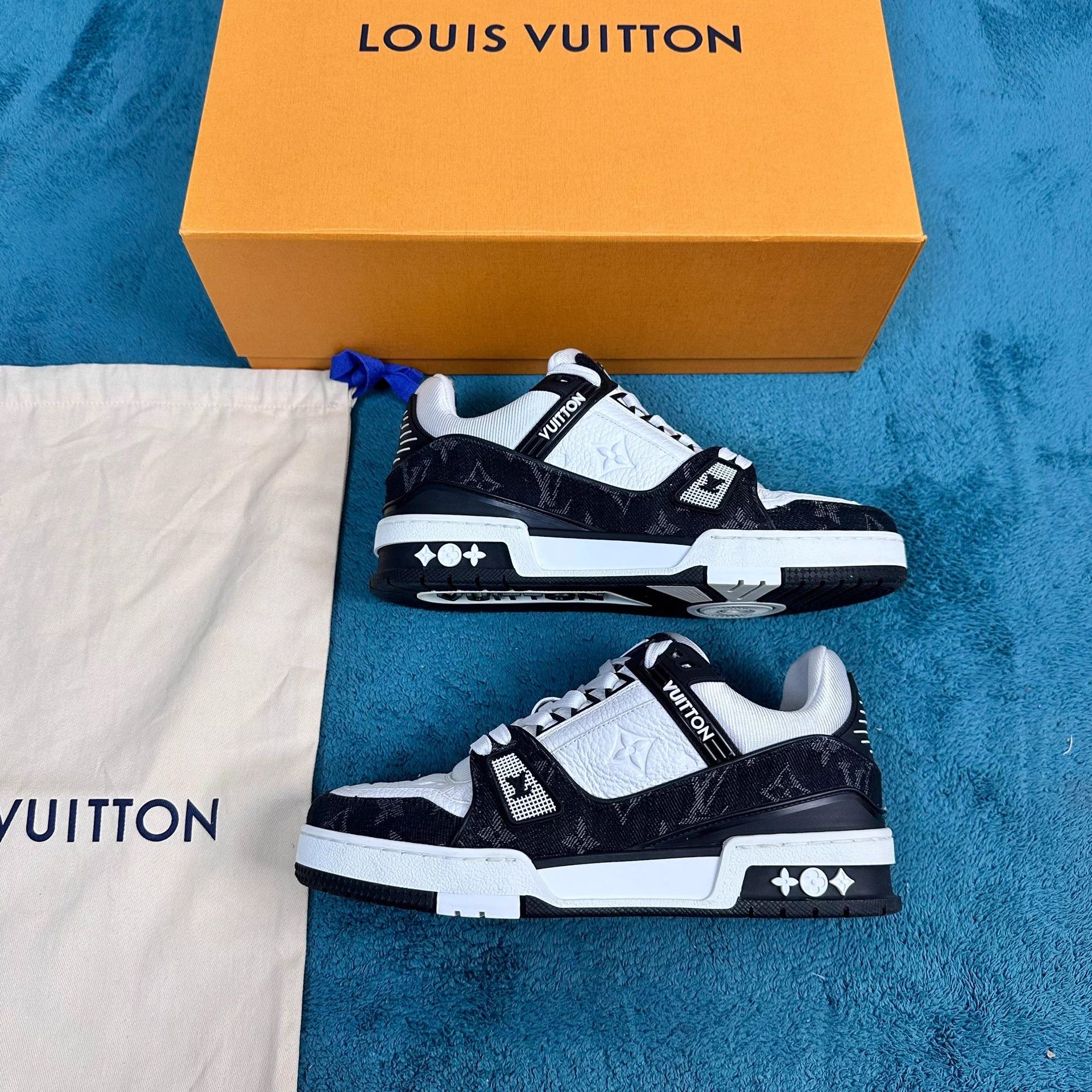 Louis Vuitton LV Trainer Panda Black White Denim Size US 7 / IT 37 - 2 Thumbnail