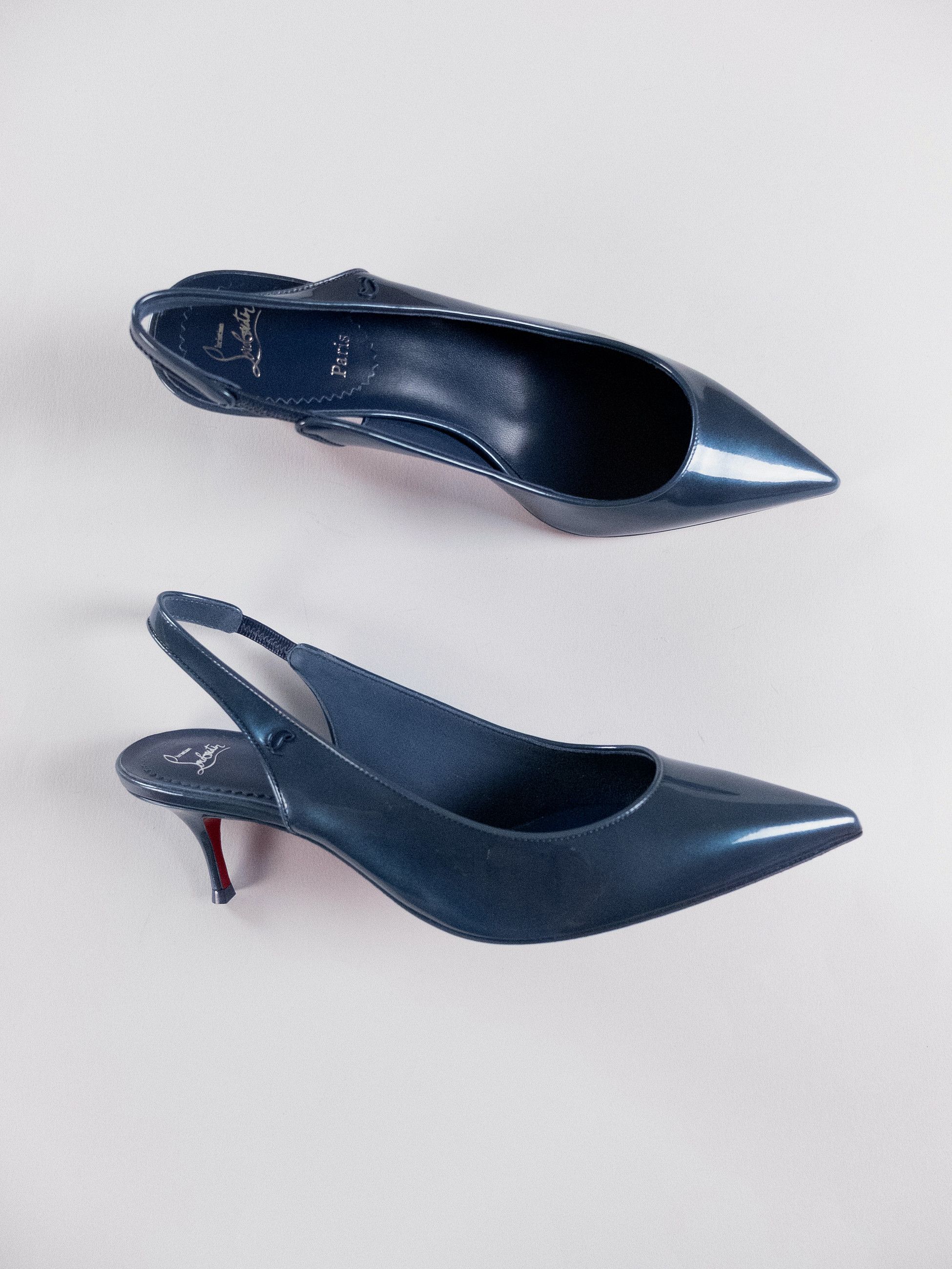 Christian Louboutin CHRISTIAN LOUBOUTIN Kate Sporty 55 blue patent leather pumps Size US 8.5 / IT 38.5 - 2 Thumbnail