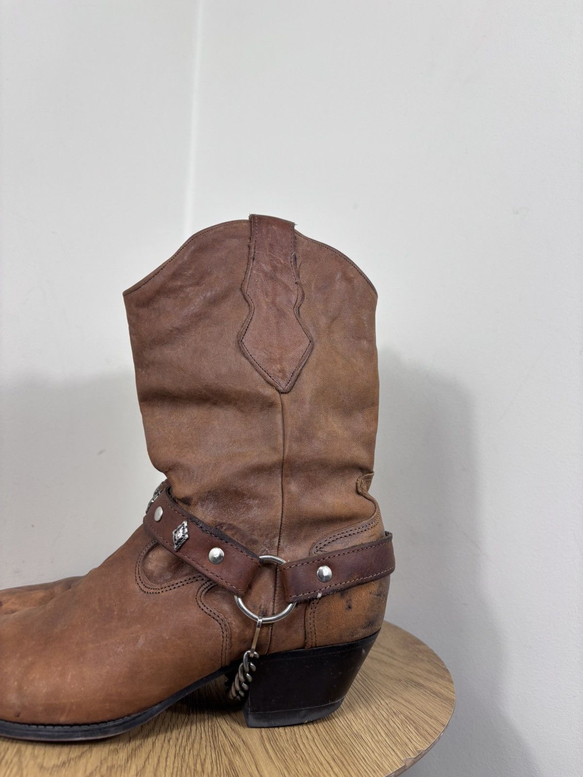 Cowboy Equipment Code West Vintage Women’s Brown Leather Western Cowboy Boots Size US 8.5 / IT 38.5 - 11 Thumbnail