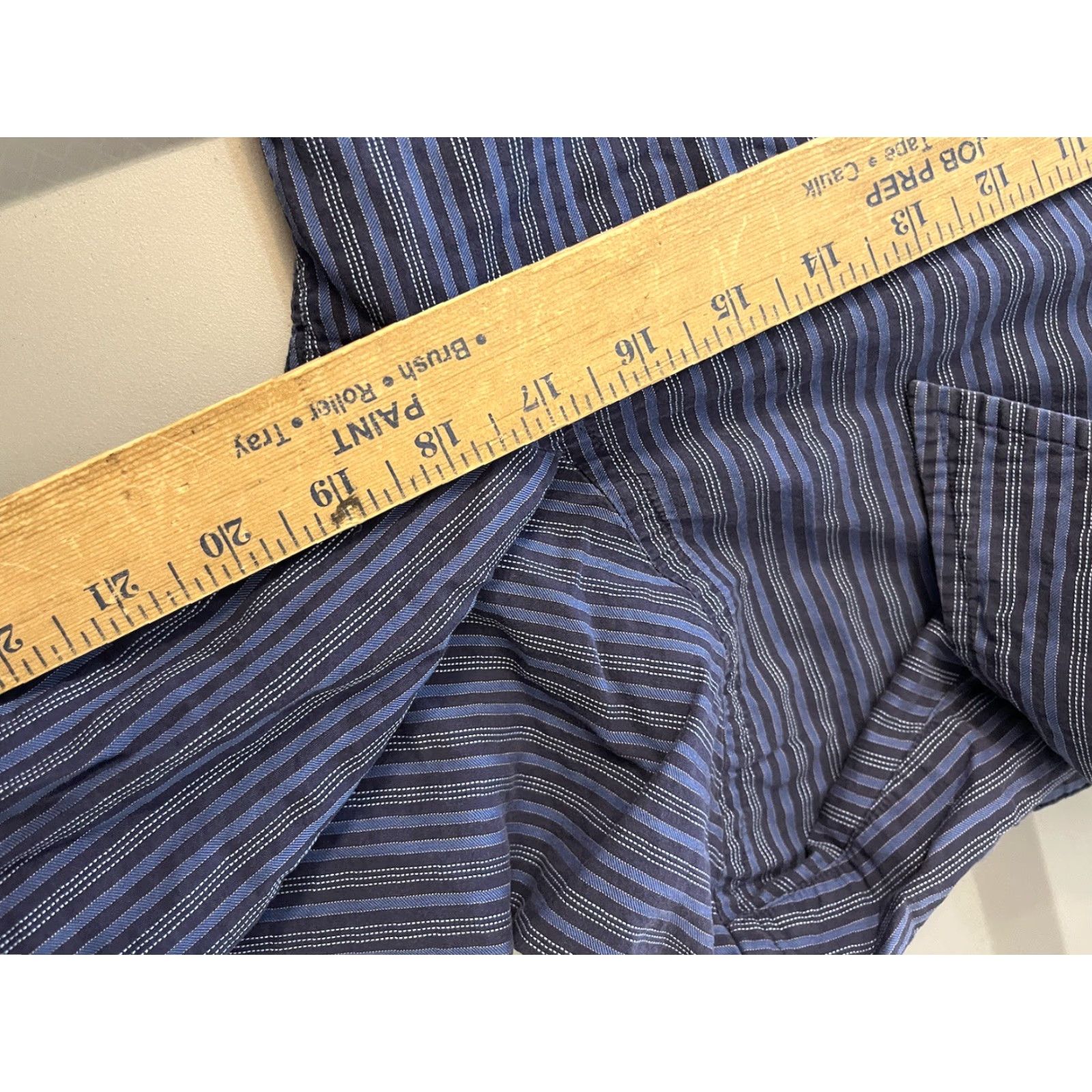 Express VINTAGE EXPRESS Dress Shirt Blue Striped 100% Cotton Regular Fit Sz Small Mens Vintage Modern Shirt Size 36R - 5 Thumbnail