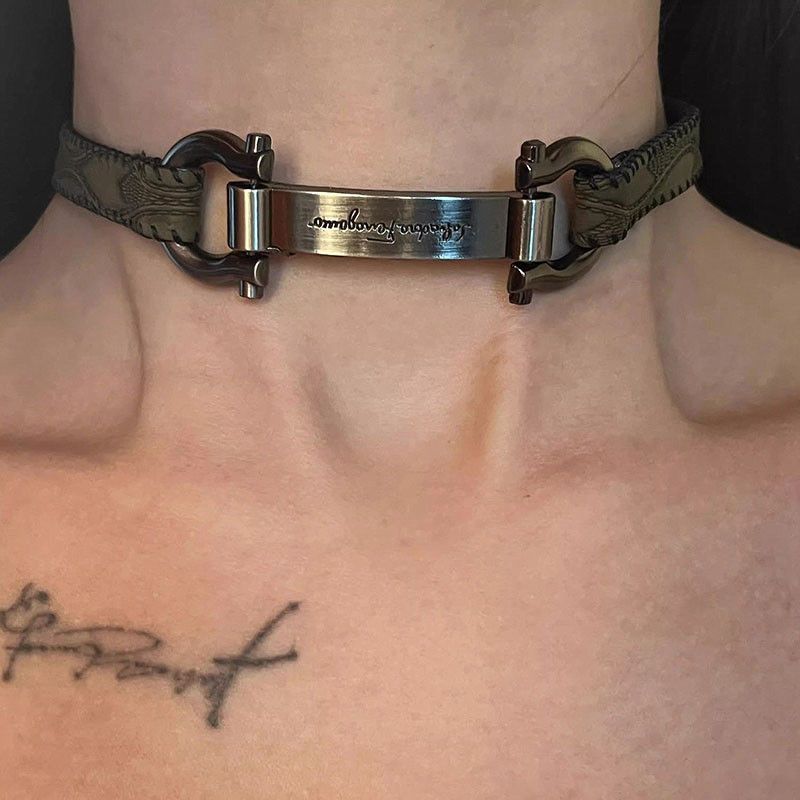 Jewelry × Leather Punk Horse Leather Y2K Choker Necklace Size ONE SIZE - 1 Thumbnail