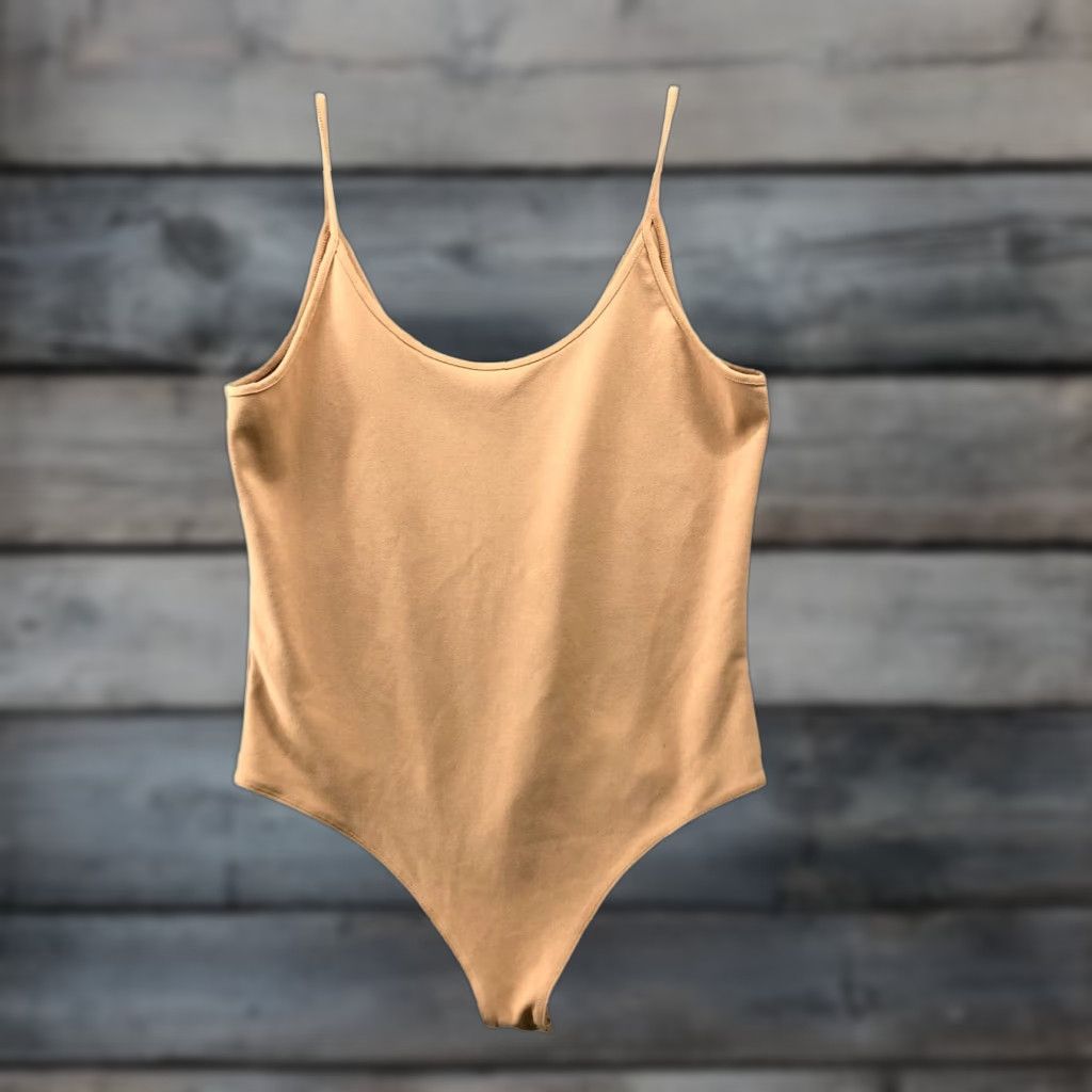 Express Express Cami Bodysuit Womens L Beige Tank Stretchy Scoop Neck Size L / US 10 / IT 46 - 1 Thumbnail