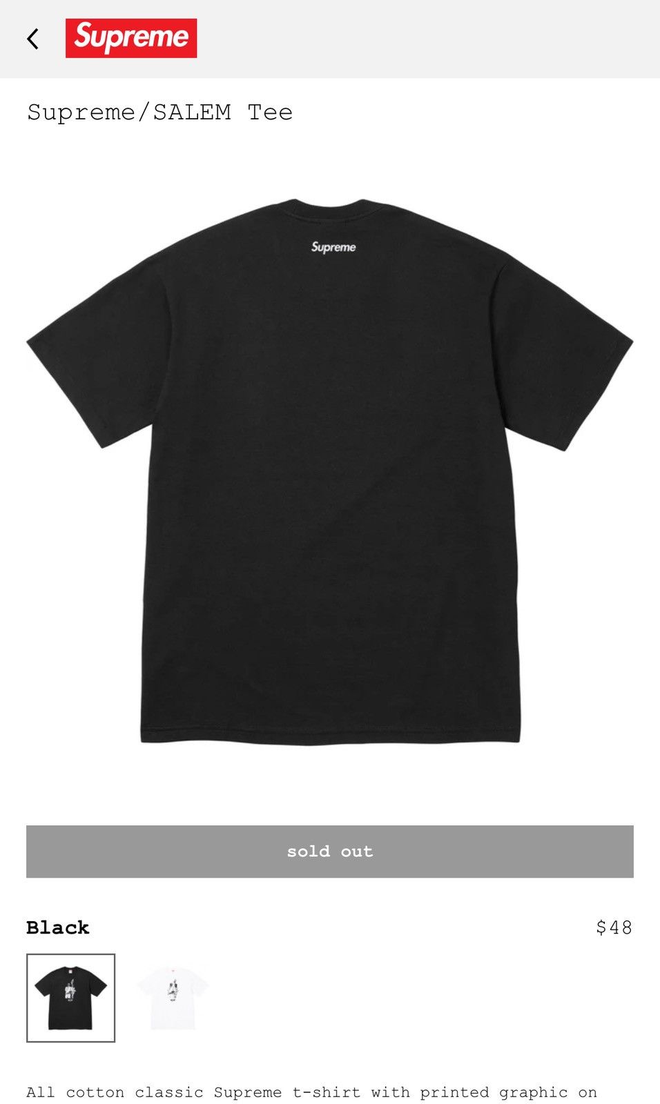 S4LEM SUPREME x SALEM TEE SHIRT Size US M / EU 48-50 / 2 - 6 Thumbnail