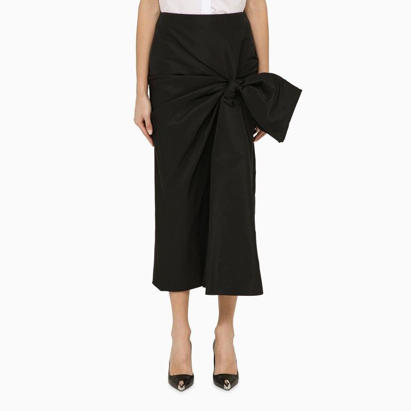 image of Alexander Mcqueen Black Pencil Skirt With Bow, Women's (Size 28)