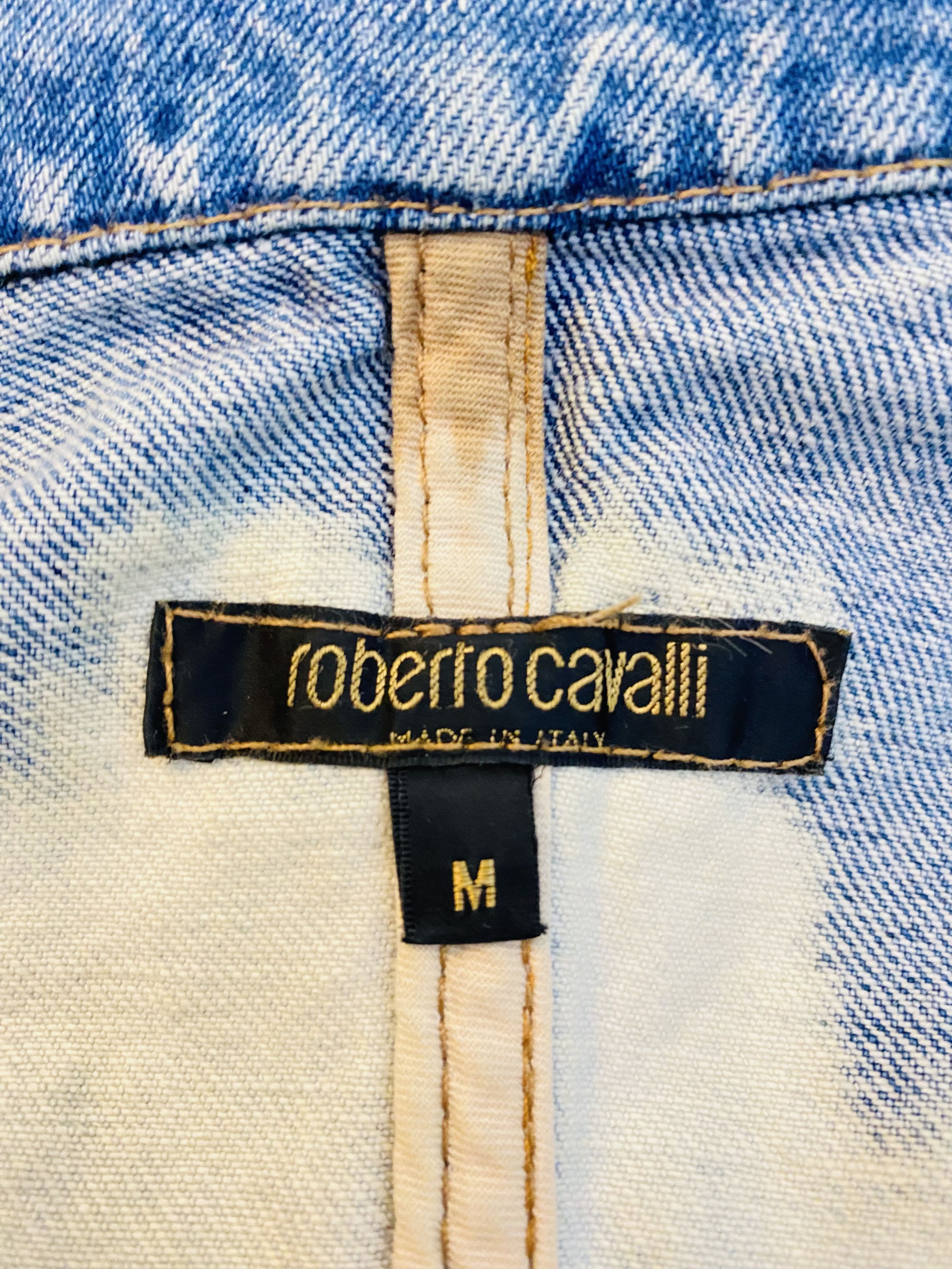 Roberto Cavalli Roberto Cavalli Acid Wash Tie Dye Denim Cow Statement Jacket Size S / US 4 / IT 40 - 8 Thumbnail