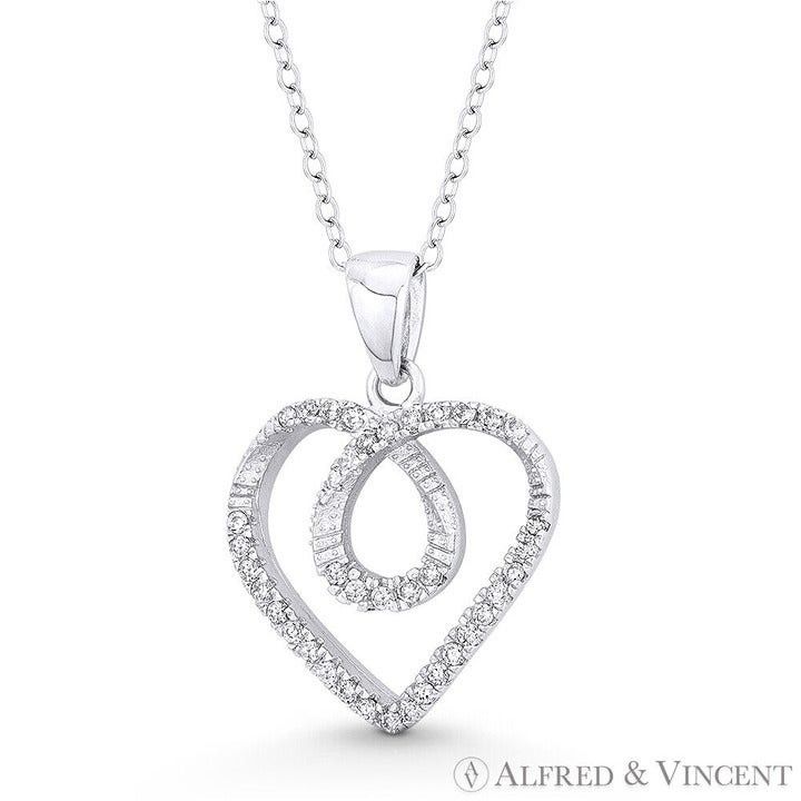 Other Looped Heart Charm CZ Crystal Pave 25x18mm Pendant Size ONE SIZE - 1 Preview
