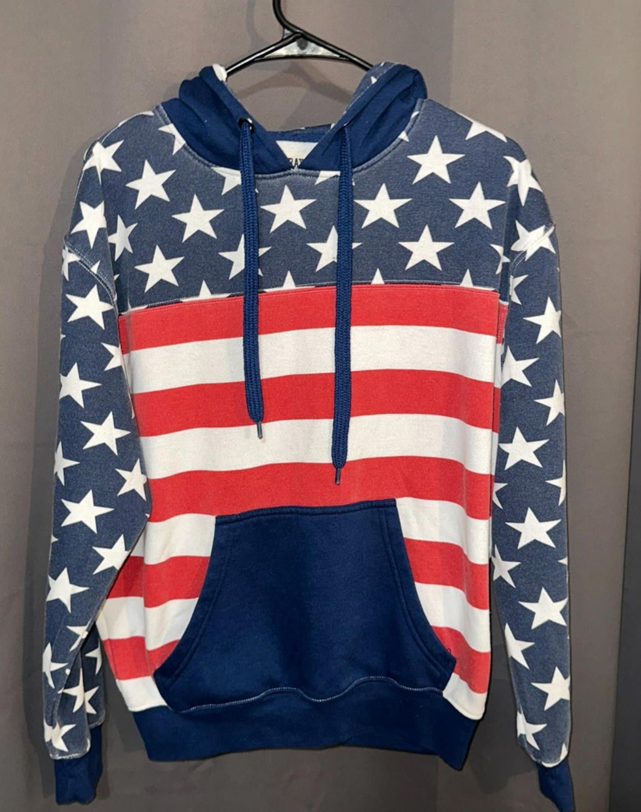Designer BLUE BAY Flag Hoodie M | Patriotic Streetwear Size US M / EU 48-50 / 2 - 1 Thumbnail