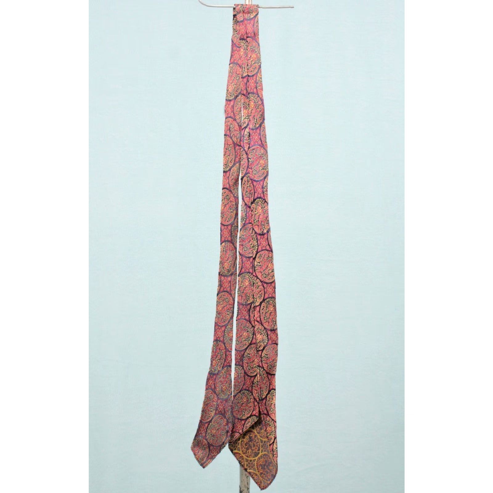 Vintage VTG 1930s Necktie Mens Red & Blue Paisley Pattern 30s Tie - Rayon Original Size ONE SIZE - 7 Thumbnail