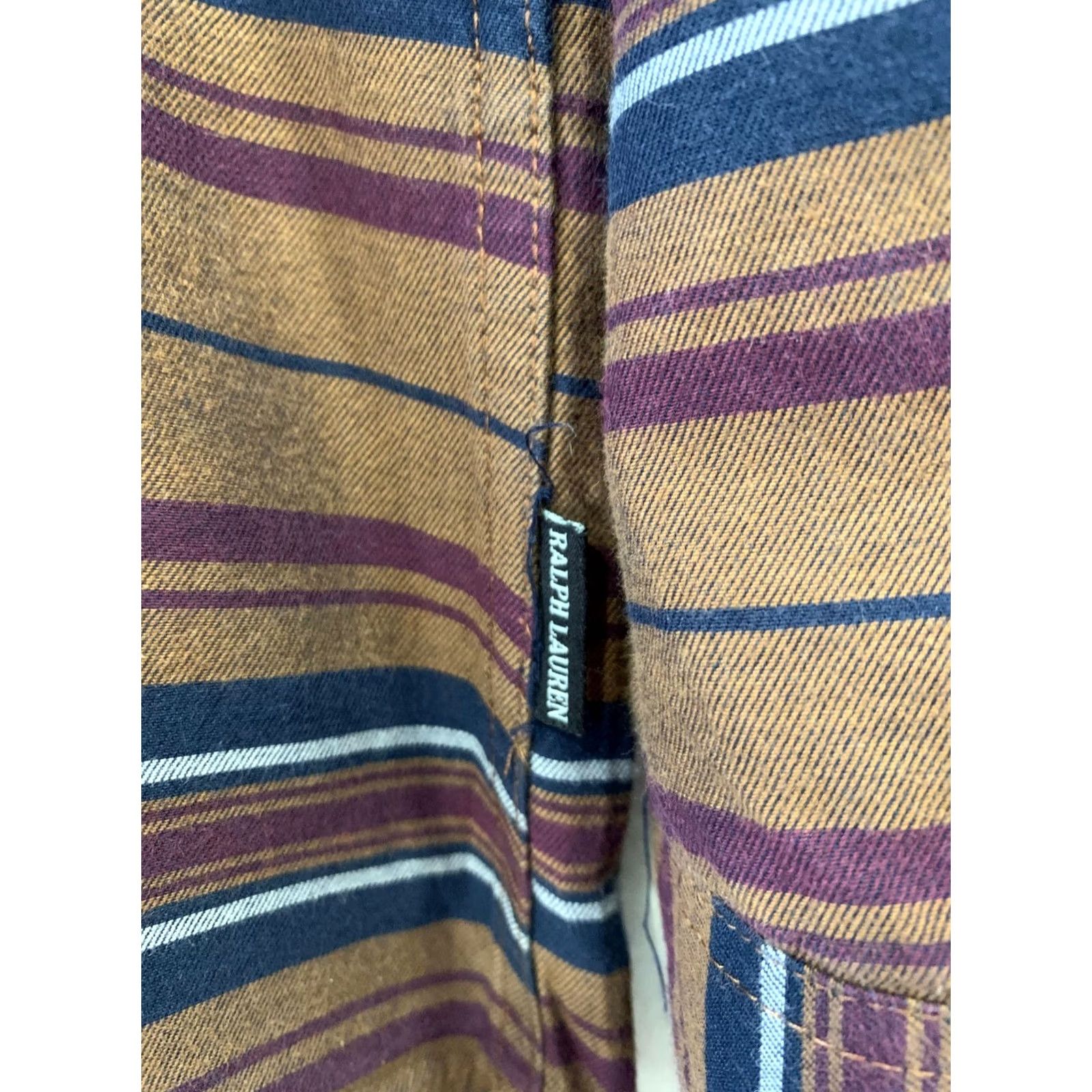 Doublet RRL Double RL Ralph Lauren Striped Button Down Shirt Mens Small Brown Western Size US S / EU 44-46 / 1 - 7 Thumbnail
