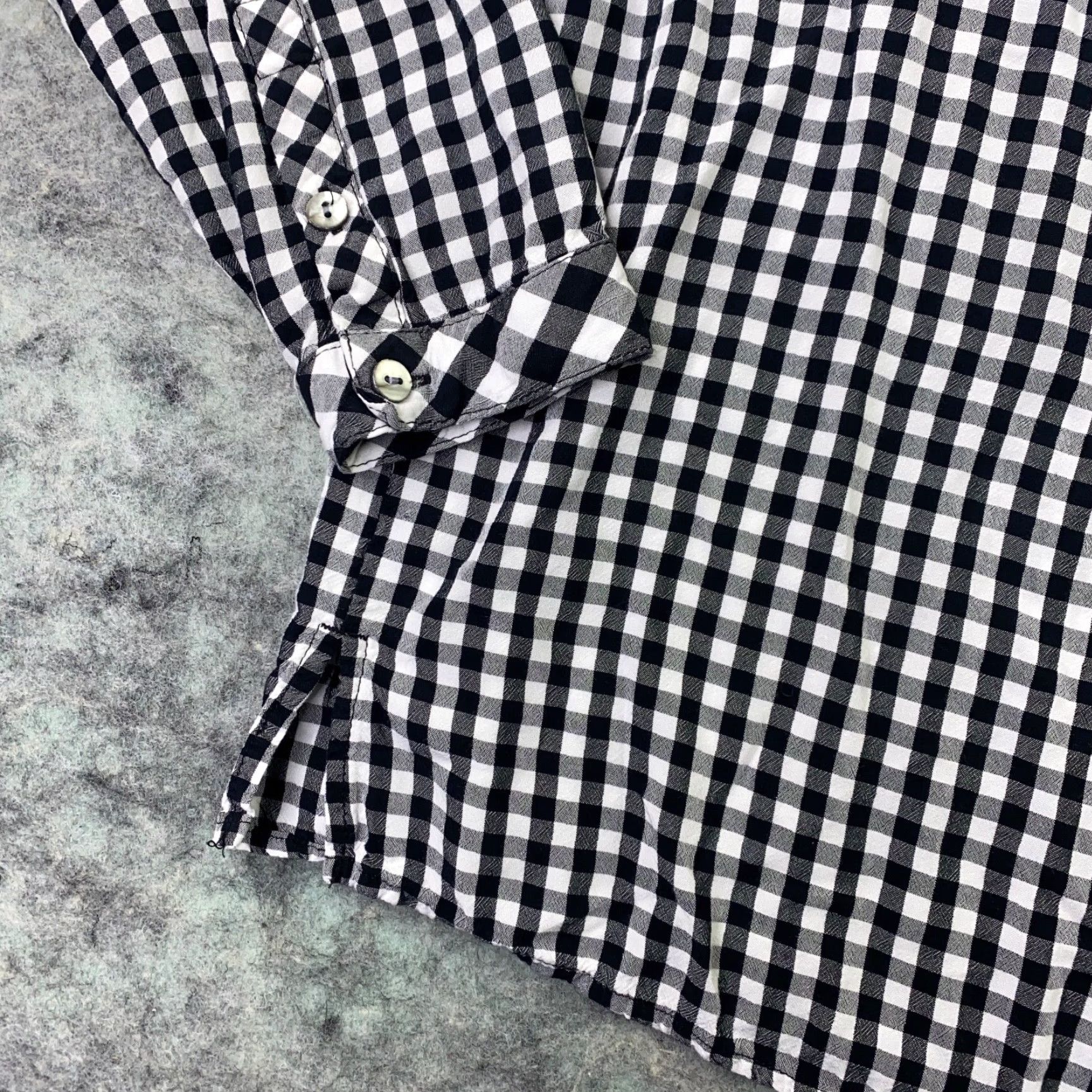 J. Jill J. Jill Womens Shirt Top Small Black Gingham Check Long Sleeve Tunic Button-Up Collared Pleated Blouse Size S / US 4 / IT 40 - 7 Thumbnail