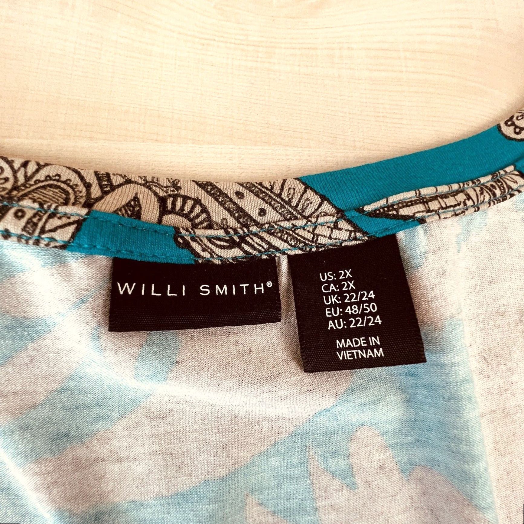 Willi Smith Willi Smith Blue Paisley Short Sleeve Blouse Womens 2X Size XXL / US 16-18 / IT 52-54 - 3 Thumbnail