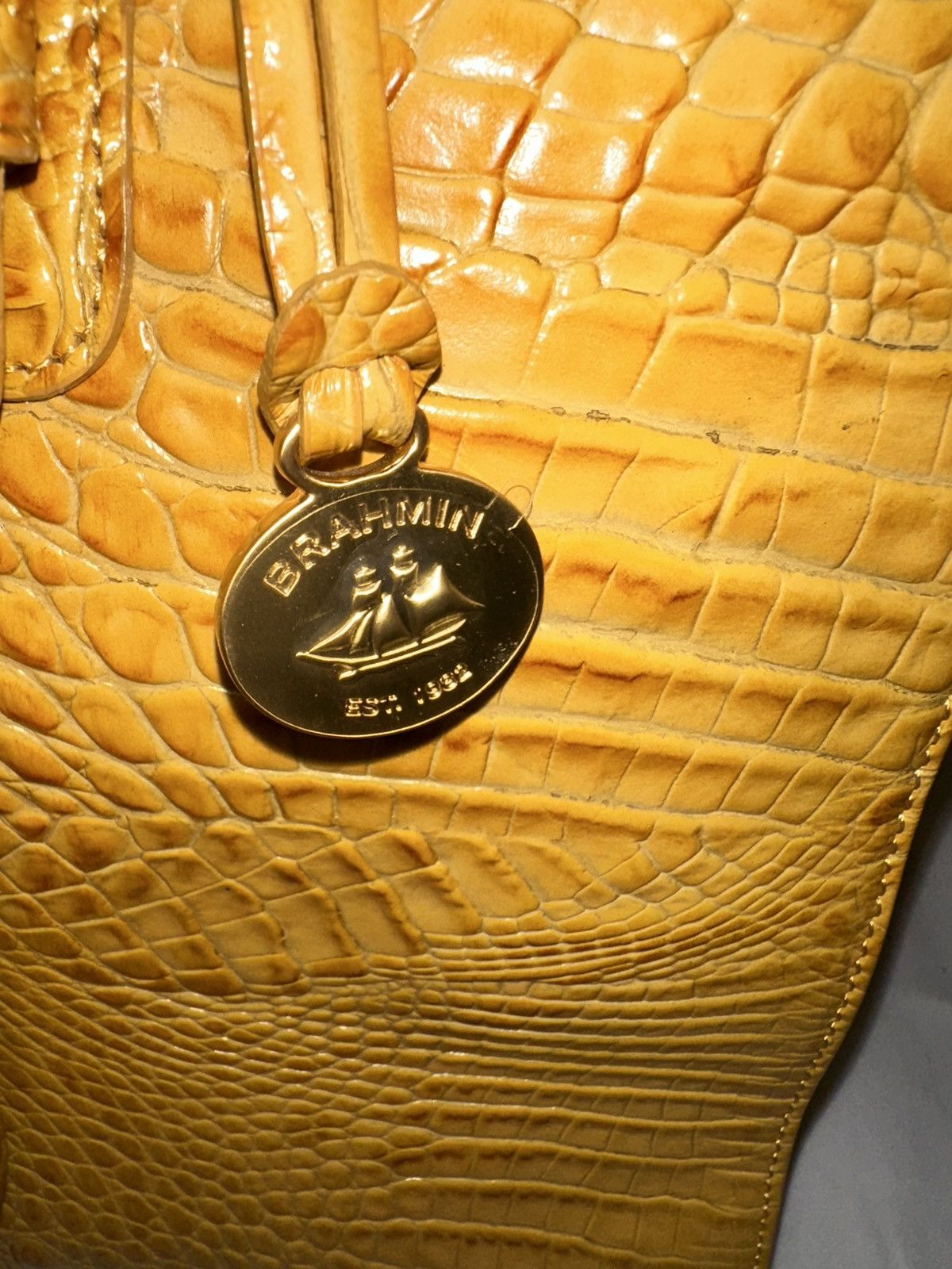 BRAHMIN Brahmin Anywhere Tote – Mustard Leather Tote NWT $325 MSRP Size ONE SIZE - 11 Thumbnail