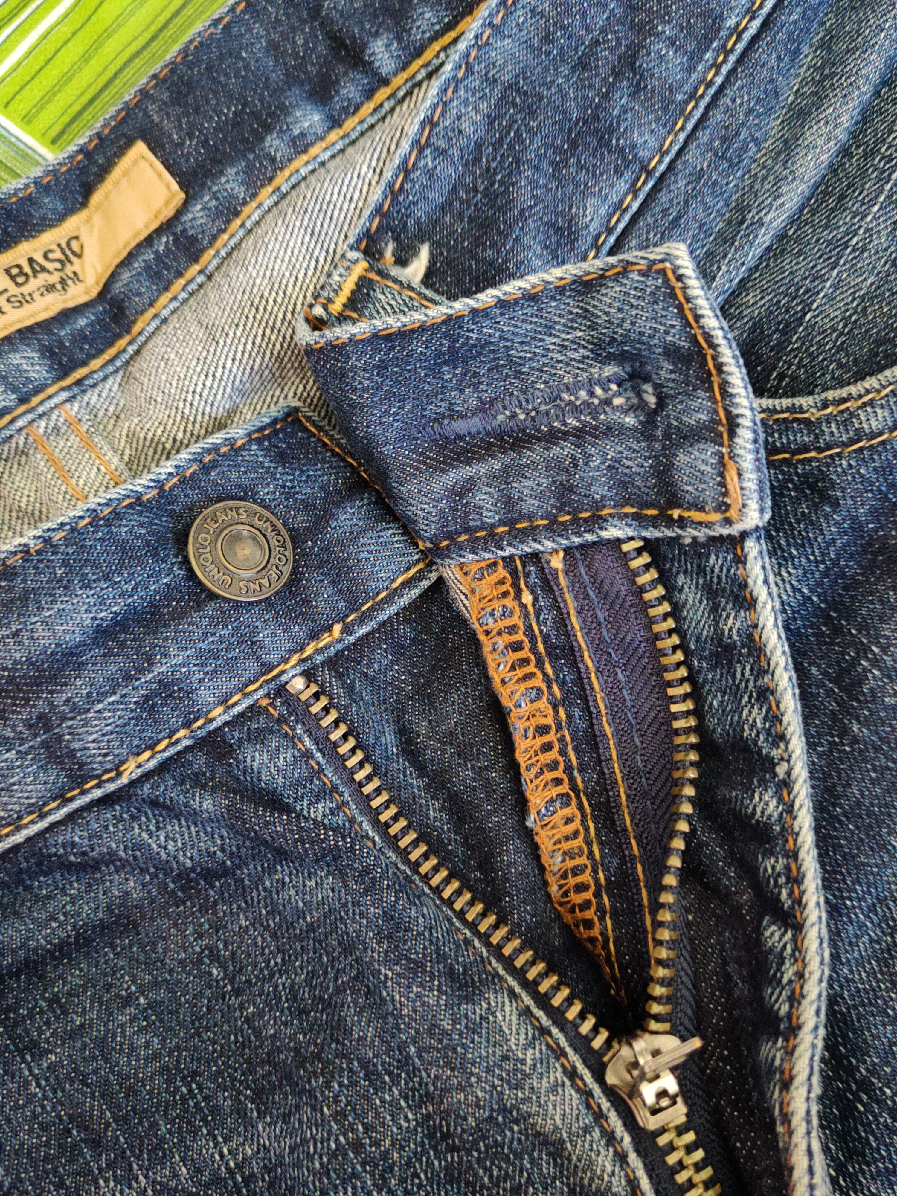 Japanese Brand Uniqlo Dark Blue Distressed Ripped Jeans #S1678 Size US 32 / EU 48 - 14 Thumbnail