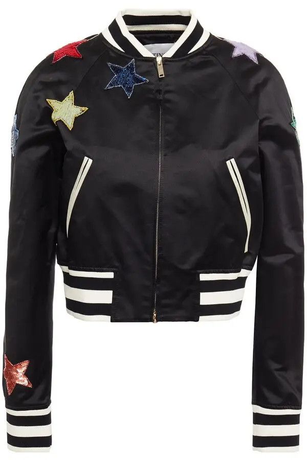 Valentino o1y0226 Bomber Jacket in Black/White Size S / US 4 / IT 40 - 1 Thumbnail