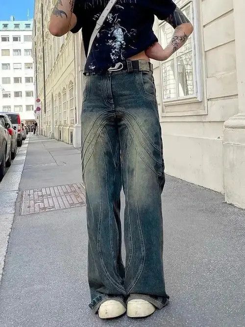 VIBE Baggy retro jeans casual loose hip-hop Y2k wide leg trousers Size US 32 / EU 48 - 4 Thumbnail