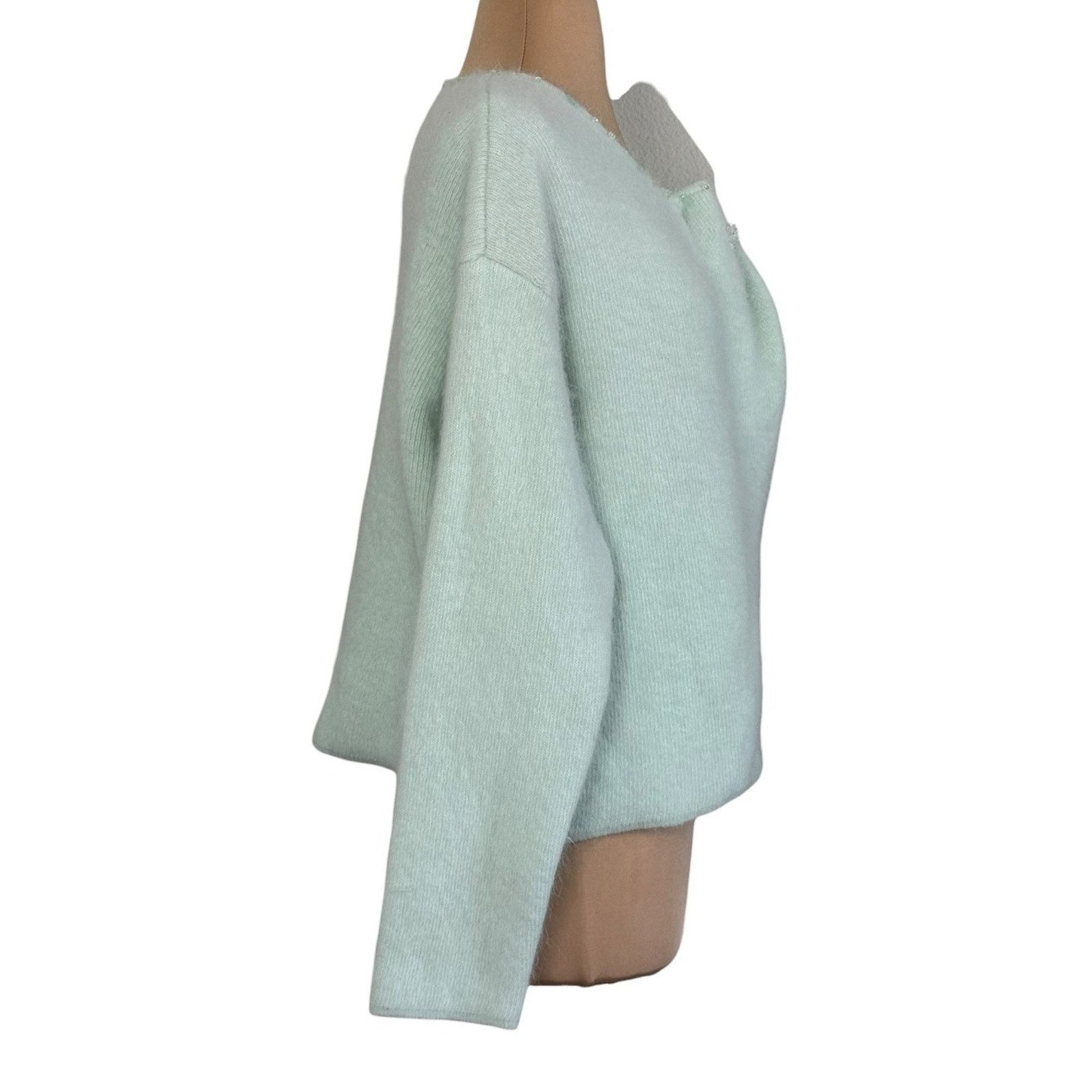 Other MARIE ELIE Mint Green Bow Embellished Angora Wool Sweater M Size M / US 6-8 / IT 42-44 - 7 Thumbnail