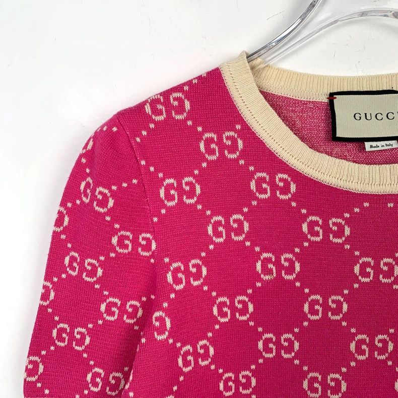 Gucci Gucci Pink logo double G full print round neck cotton short Size US S / EU 44-46 / 1 - 3 Thumbnail
