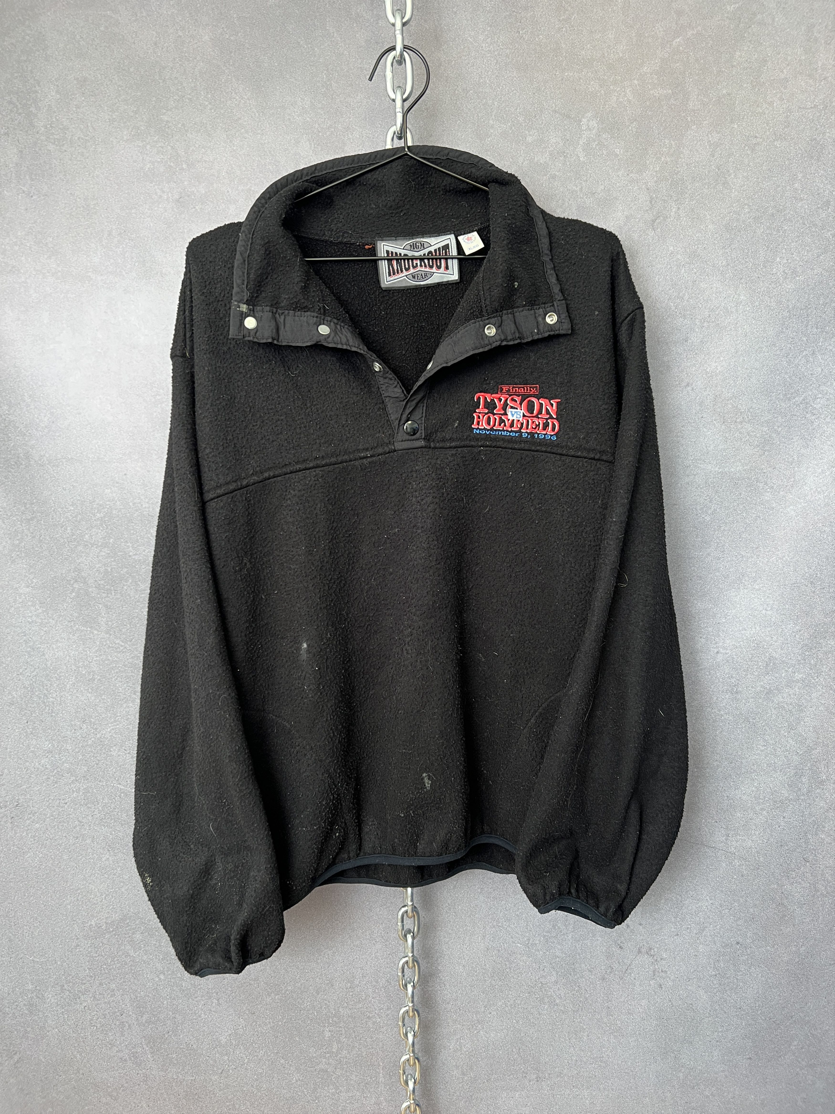 Vintage Knockout Tyson Holyfield Fleece Pullover 1996 Boxing Black Size US XL / EU 56 / 4 - 1 Thumbnail