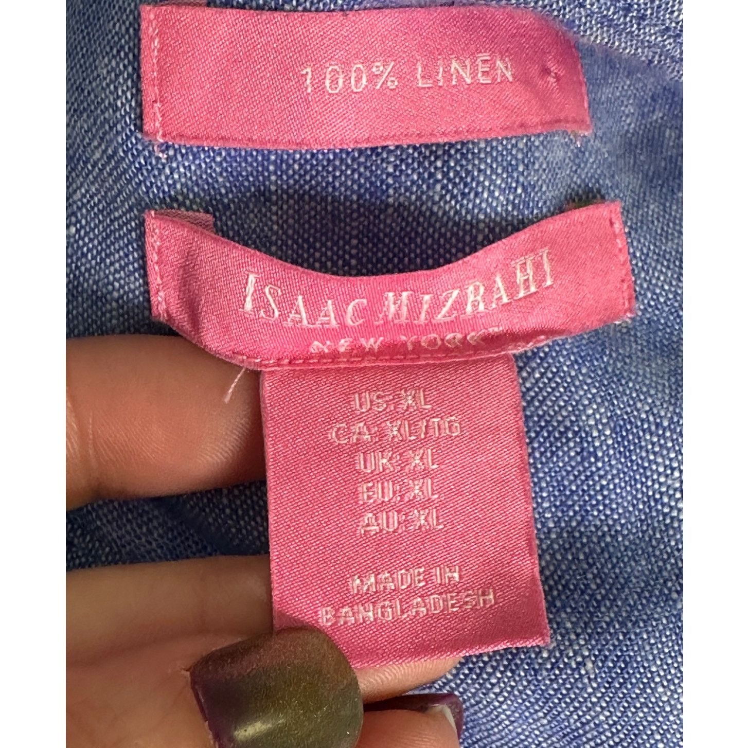 Isaac Mizrahi Isaac Mizrahi blue linen 3/4 sleeves tunic top size XL Size XL / US 12-14 / IT 48-50 - 3 Thumbnail
