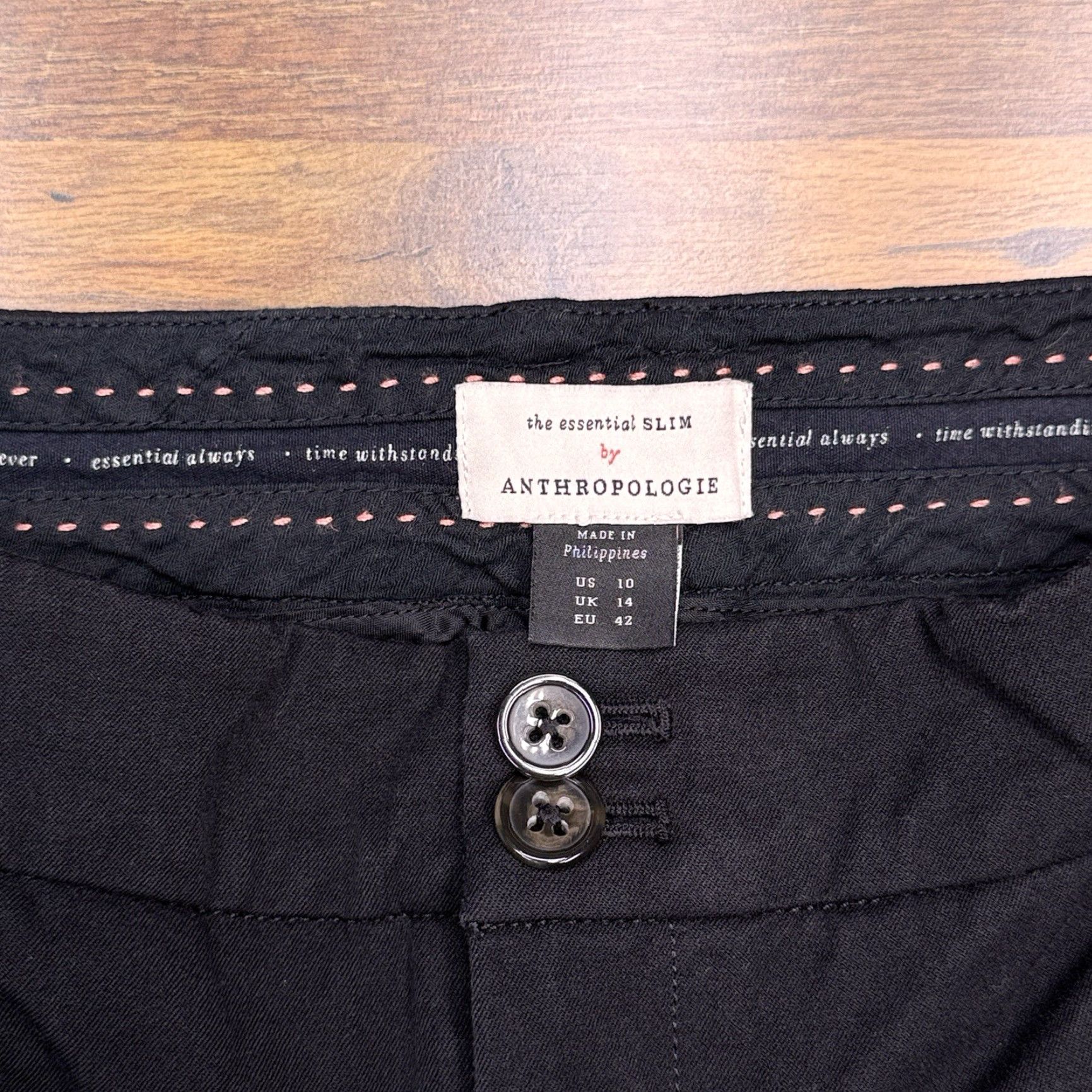 Anthropologie Anthropologie Slim Pants Womens 10 Black Mid Rise Stretch Ankle Straight Flat Front City Preppy Womens Size 32" / US 10 / IT 46 - 4 Thumbnail