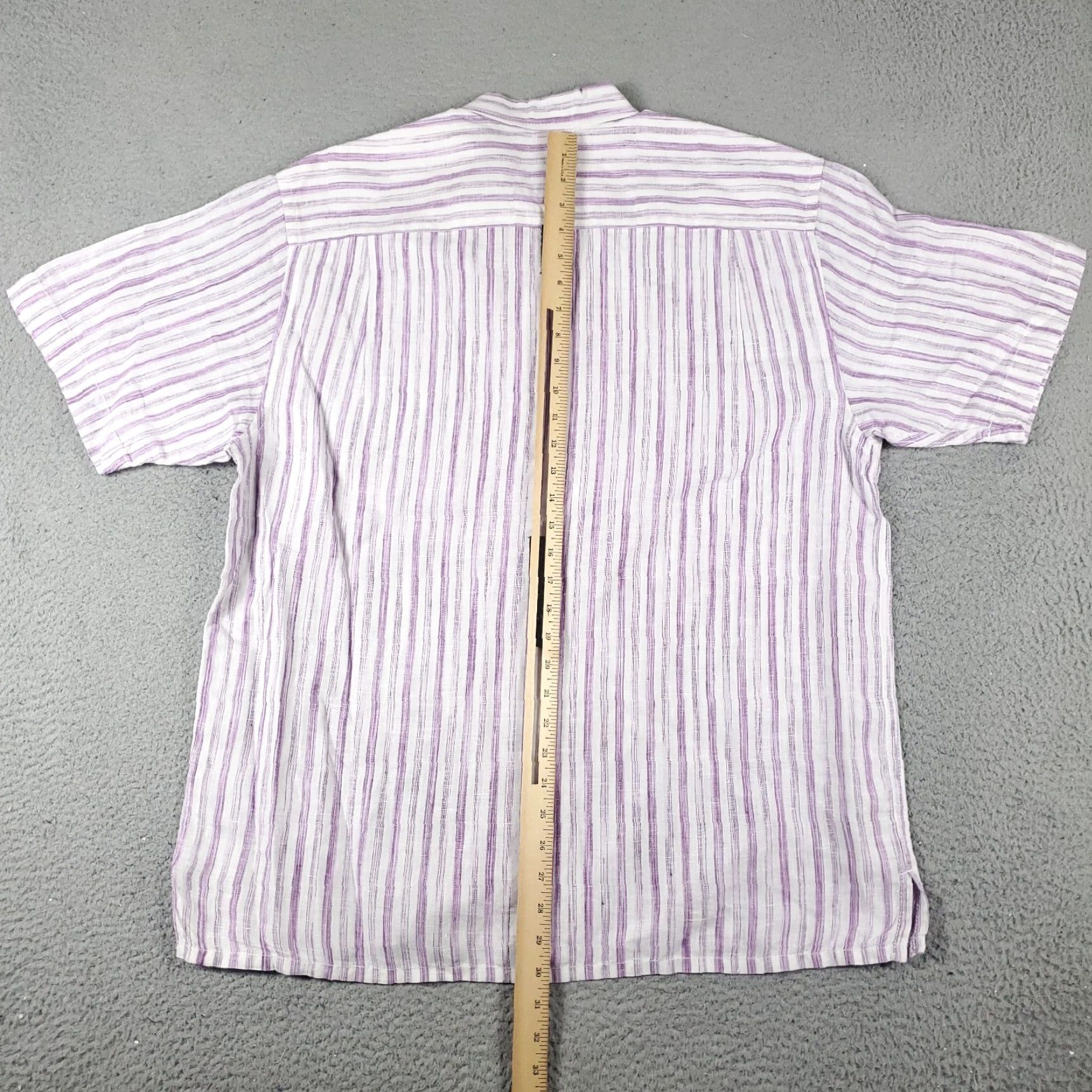 Tommy Bahama Tommy Bahama Button-Up Shirt Mens Large Purple Striped Linen Short Sleeve Modern Tropical Size US L / EU 52-54 / 3 - 3 Thumbnail