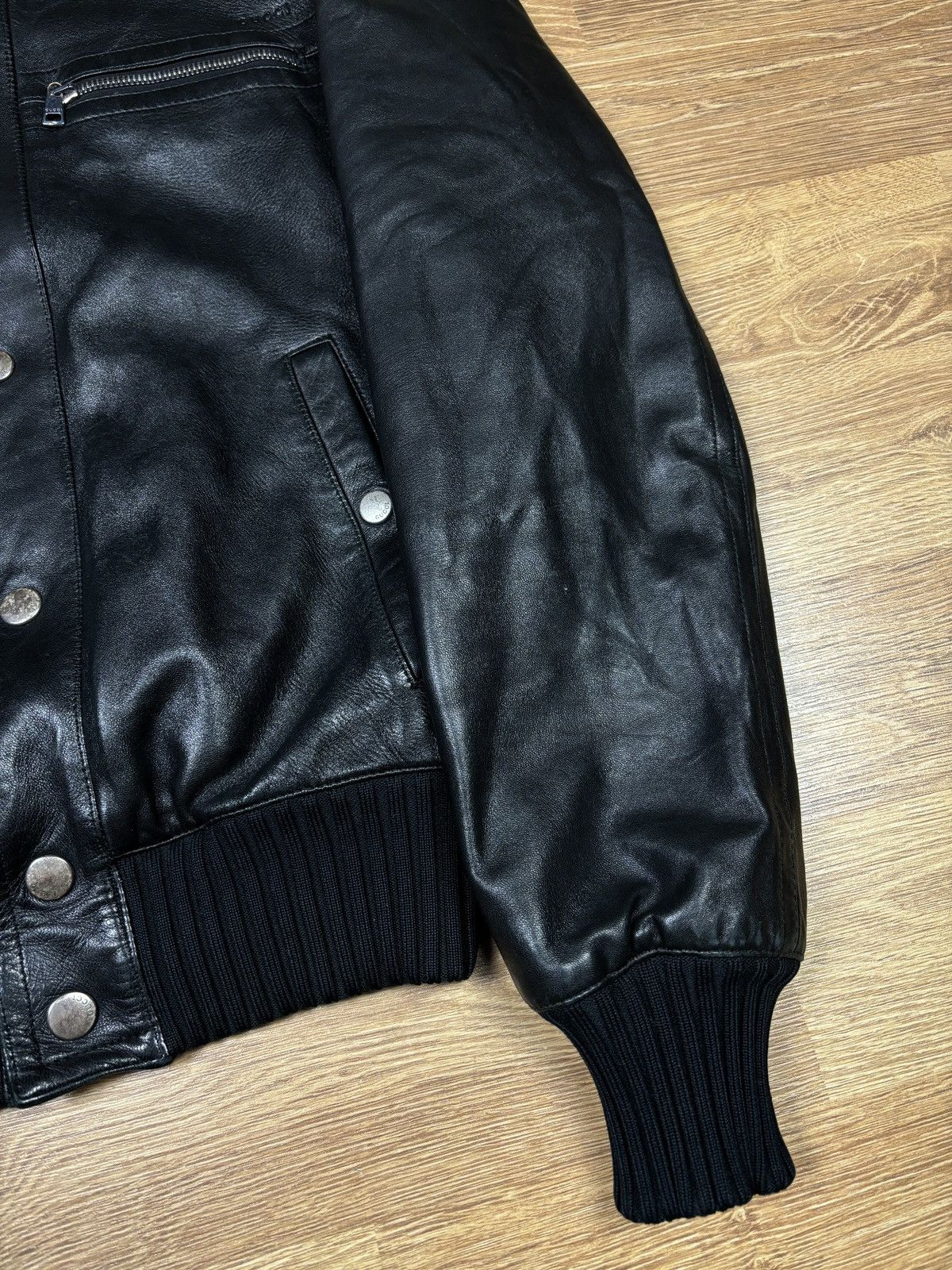 Gucci 2000s Gucci Web Stripe Leather Bomber Jacket Size US S / EU 44-46 / 1 - 4 Thumbnail