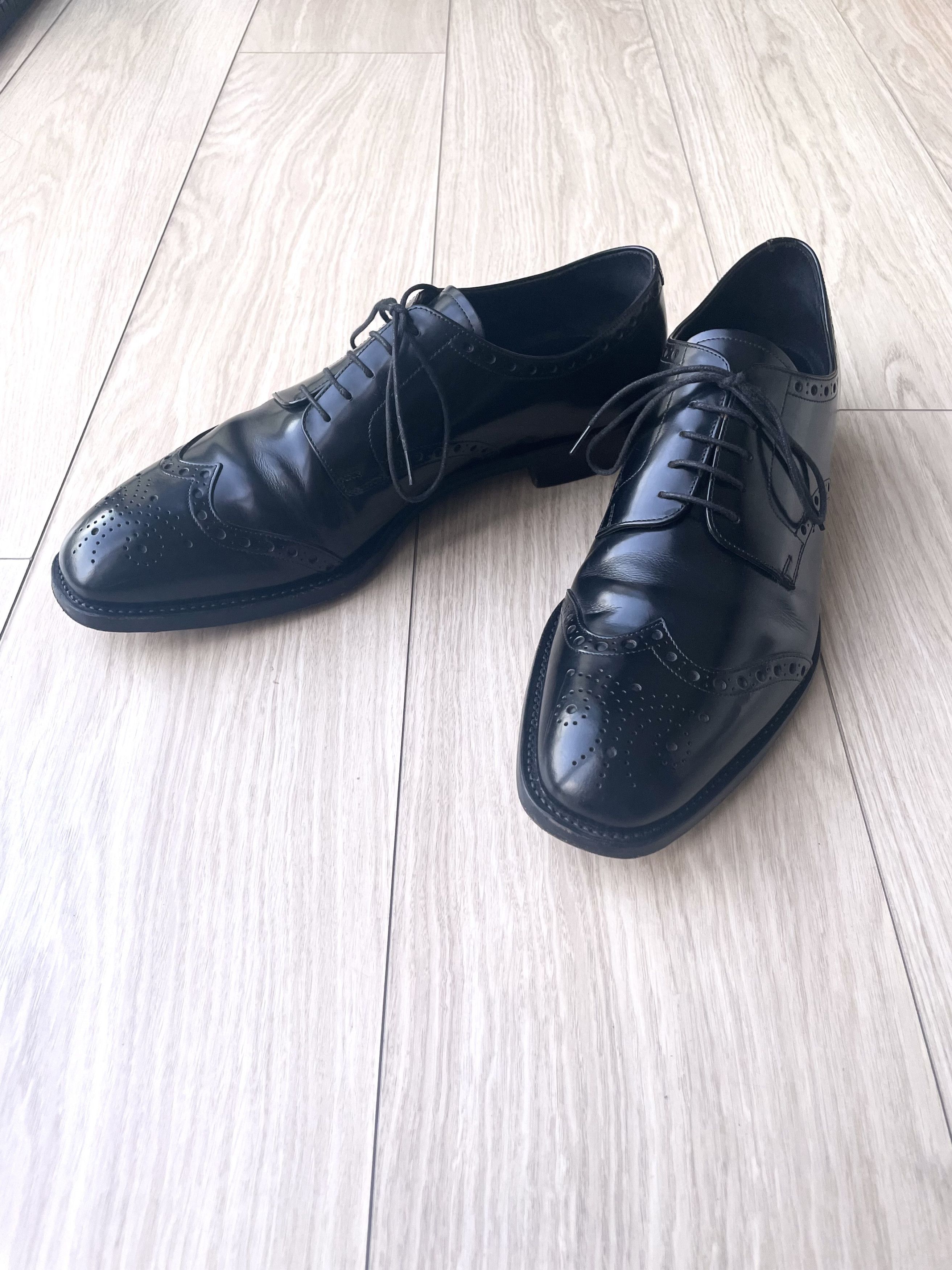 Prada PRADA SPAZZOLATO LEATHER FULL BROGUE WING TIP DERBY SHOES Size US 12 / EU 45 - 10 Thumbnail