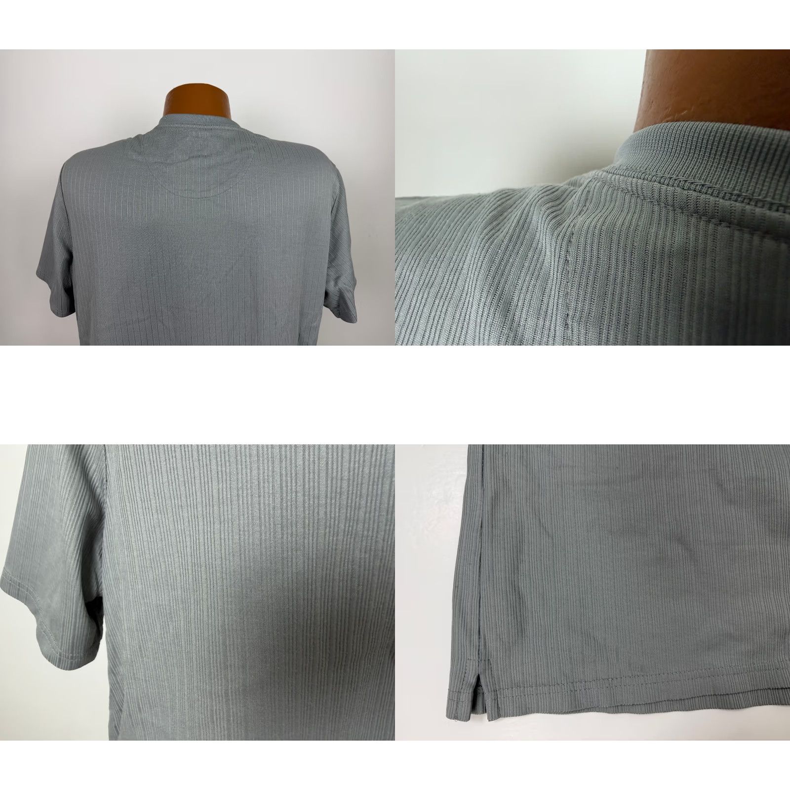 Joseph Abboud Joseph Abboud V-Neck Ribbed Shirt Men XL Gray T-Shirt Vintage 2000s Lightweight Outdoor Cotton Polyester Jersey Short Sleeve Size US XL / EU 56 / 4 - 8 Thumbnail