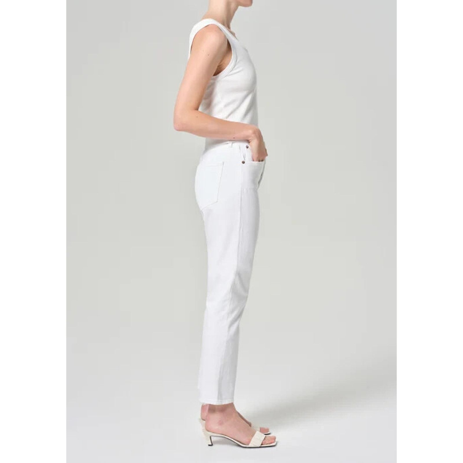 Agolde Agolde Womens Riley Crop High Rise White Jeans 28 Size 28" / US 6 / IT 42 - 3 Thumbnail