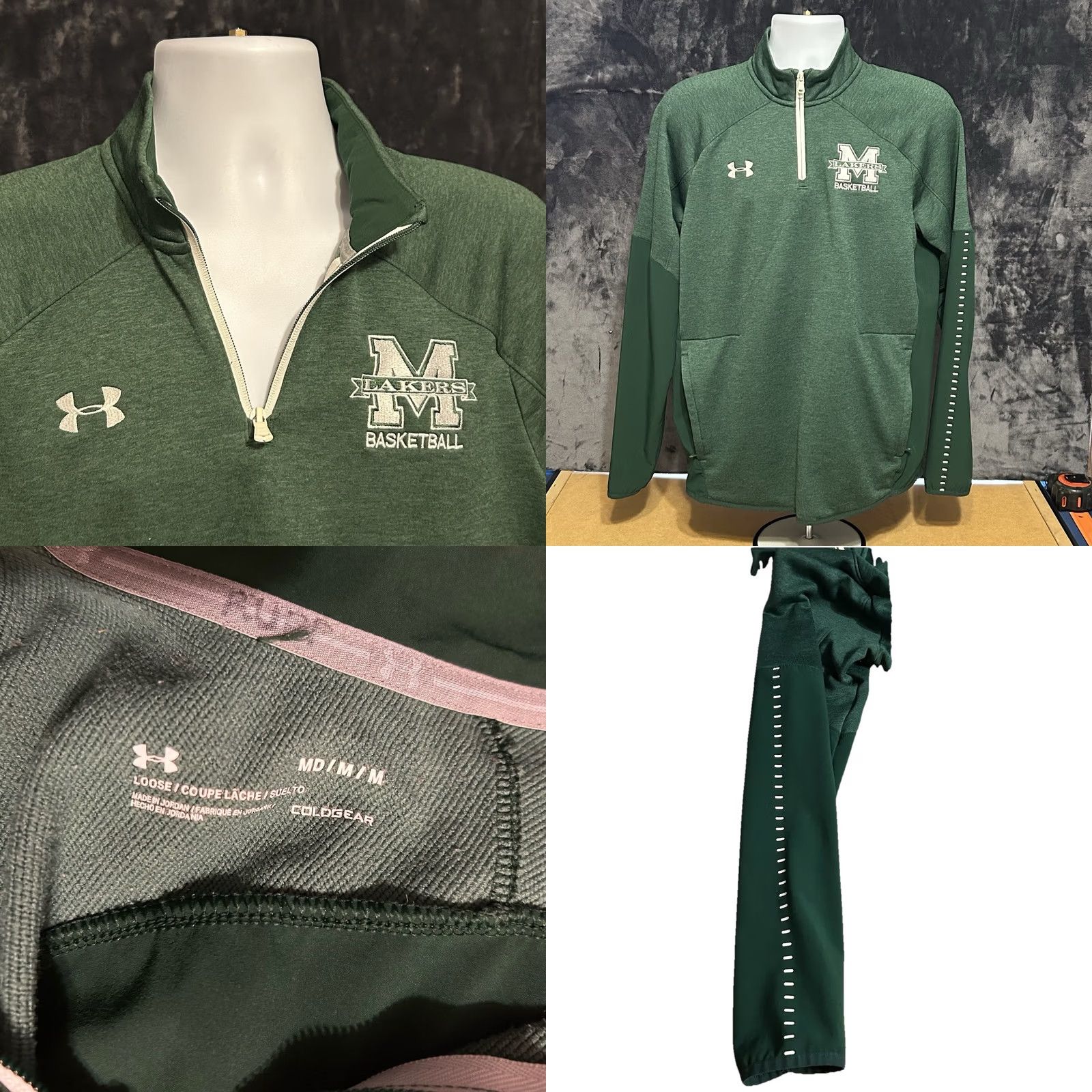 Under Armour Mercyhurst University Lakers Basketball 1/4 Zip Up Pullover Men Medium Green Under Armour 1/4 Zip Long Sleeve Mock Neck Logo Pockets Casual Activewear Size US M / EU 48-50 / 2 - 9 Thumbnail