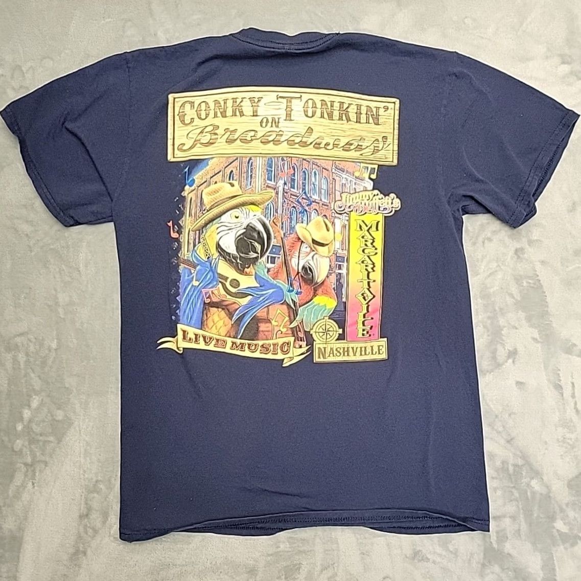 Vintage Margaritaville Shirt Mens M Blue Jimmy Buffett Konky Tonkin' Broadway Nashville T-Shirt Crew Neck Short Sleeve Graphic Print Cotton Jersey Men M Blue Size US M / EU 48-50 / 2 - 4 Thumbnail