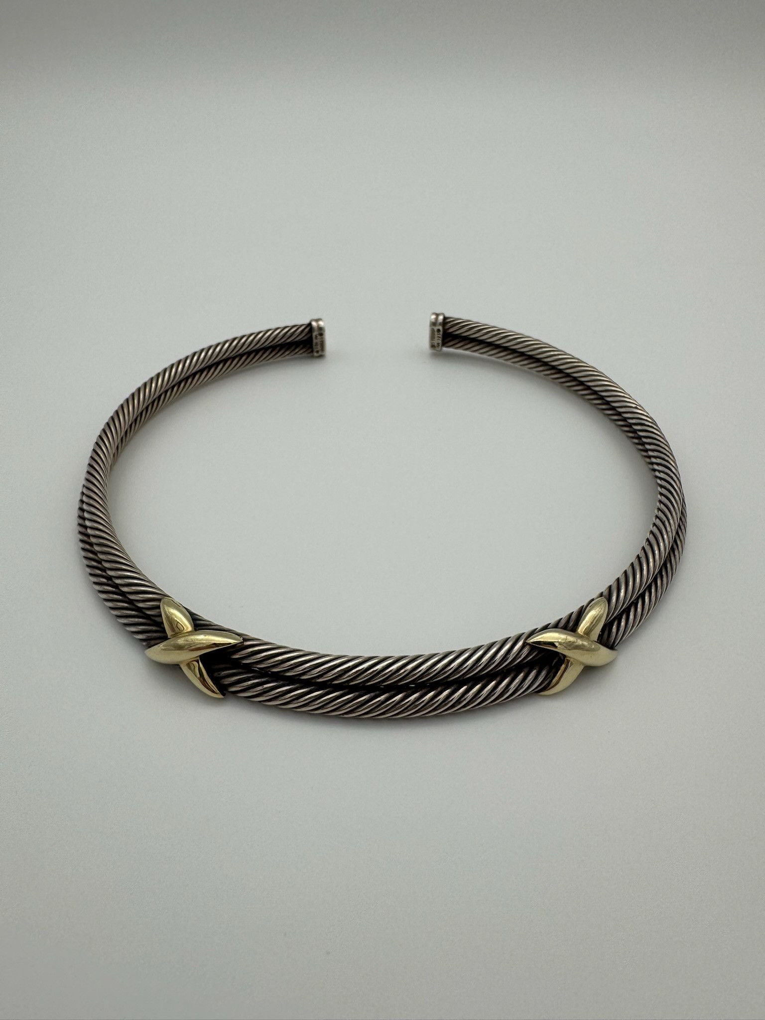David Yurman David Yurman "X" Cable Collar Silver/14K Gold Necklace Size ONE SIZE - 1 Thumbnail
