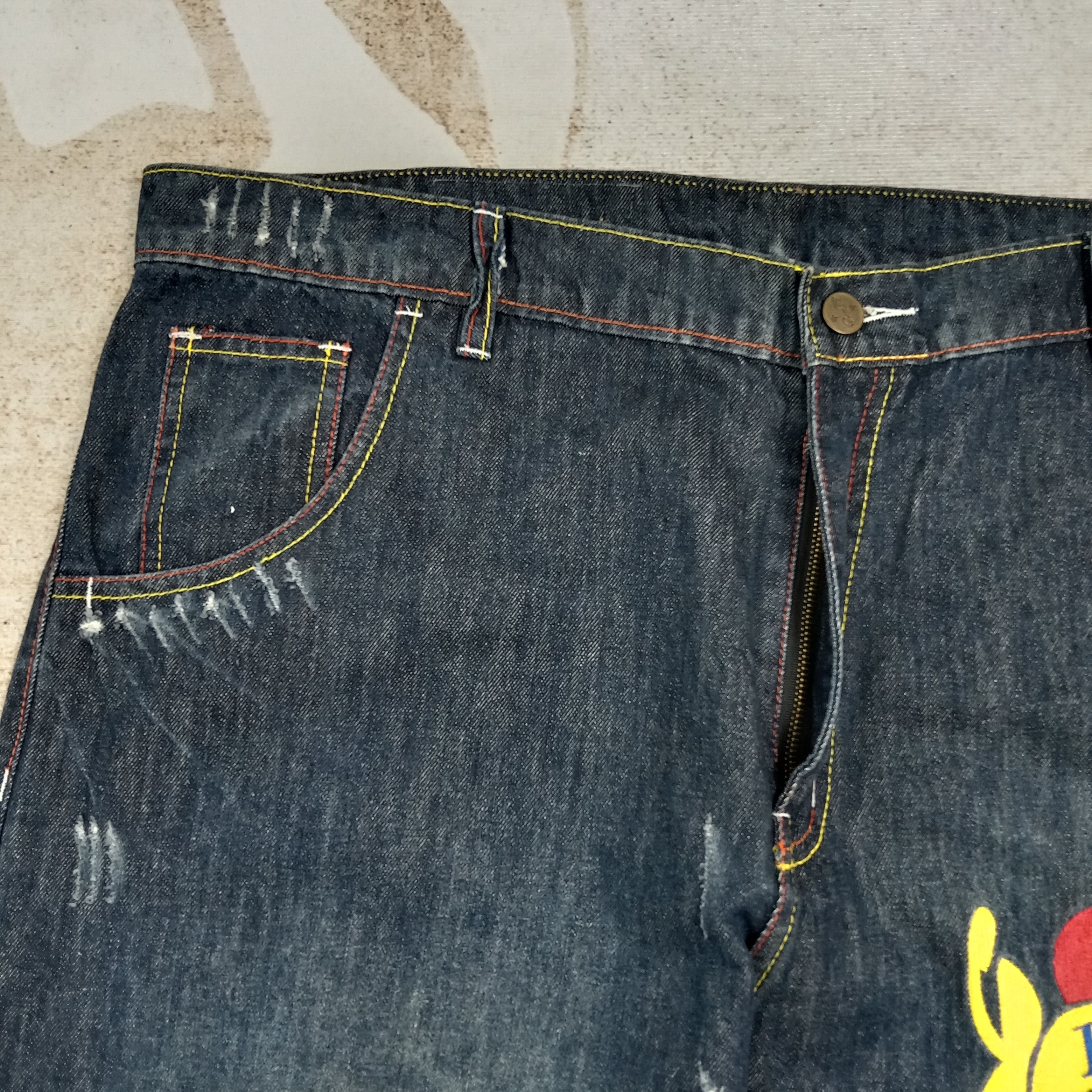 Ed Hardy Ed Hardy Embroidery Skull Art Baggy Denim Jeans C272N18 Size US 43 - 5 Thumbnail