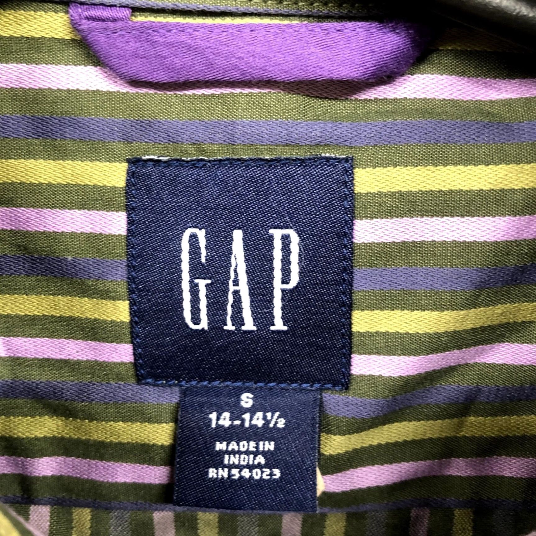 Gap GAP Dress Shirt Mens S 14-14.5 Purple Green Stripe Button Up Long Sleeve Cotton Size 36R - 6 Thumbnail