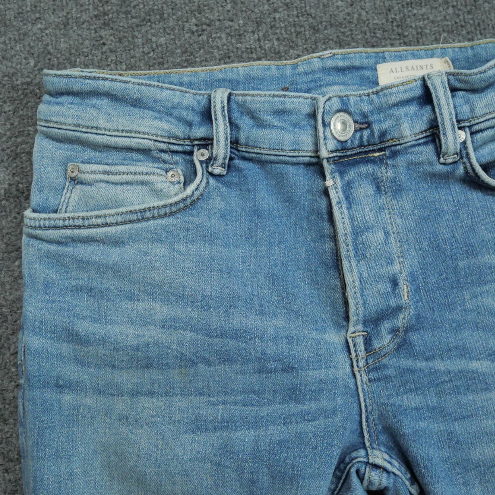 Allsaints AllSaints Jeans Womens 30 Blue Denim Pants Cropped Distressed Button Fly Skinny Regular Size 24" / US 00 / IT 34 - 2 Thumbnail