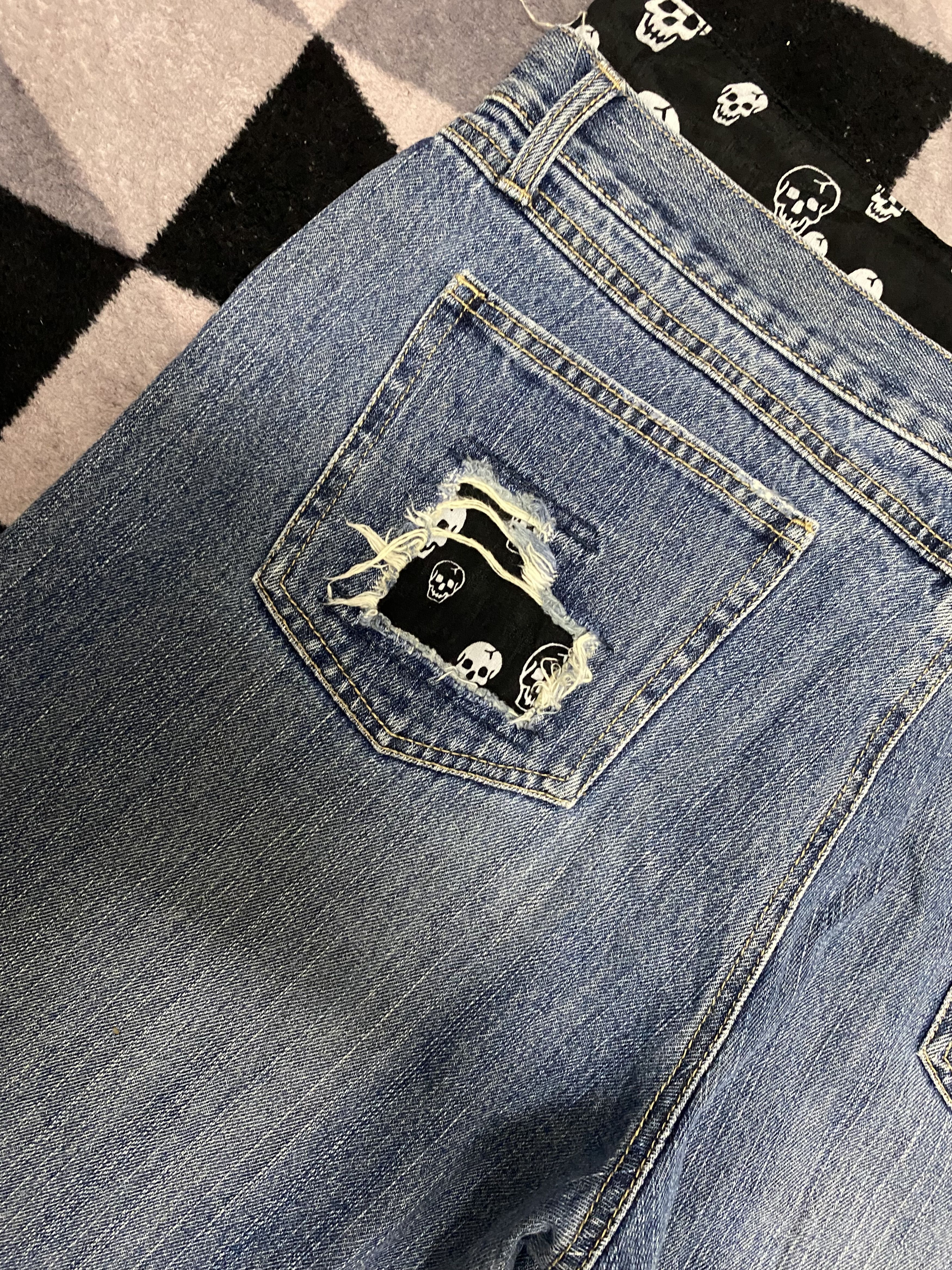 Japanese Brand Vintage Playchess Patchwork Skull Distressed Jeans Size US 36 / EU 52 - 11 Thumbnail