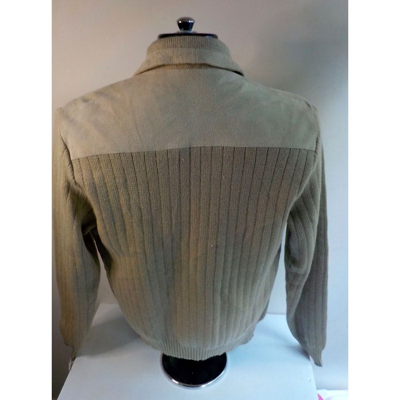 Vintage VTG PETER ET JON Cow Split Leather/Sweater Full Zip Jacket SZ L Beige NOS Shirt Mens Size US L / EU 52-54 / 3 - 5 Thumbnail