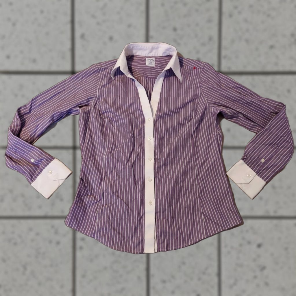 Brooks Brothers Womens Brooks Brothers Dress Shirt 10 Purple Button Cotton Blouse Size L / US 10 / IT 46 - 1 Thumbnail
