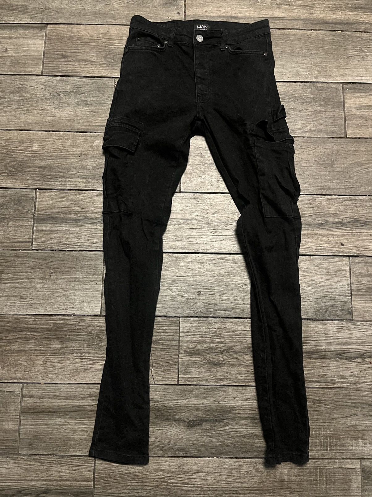 Japanese Brand Boohooman Stretch Skinny Cargo Jeans Size US 30 / EU 46 - 1 Thumbnail