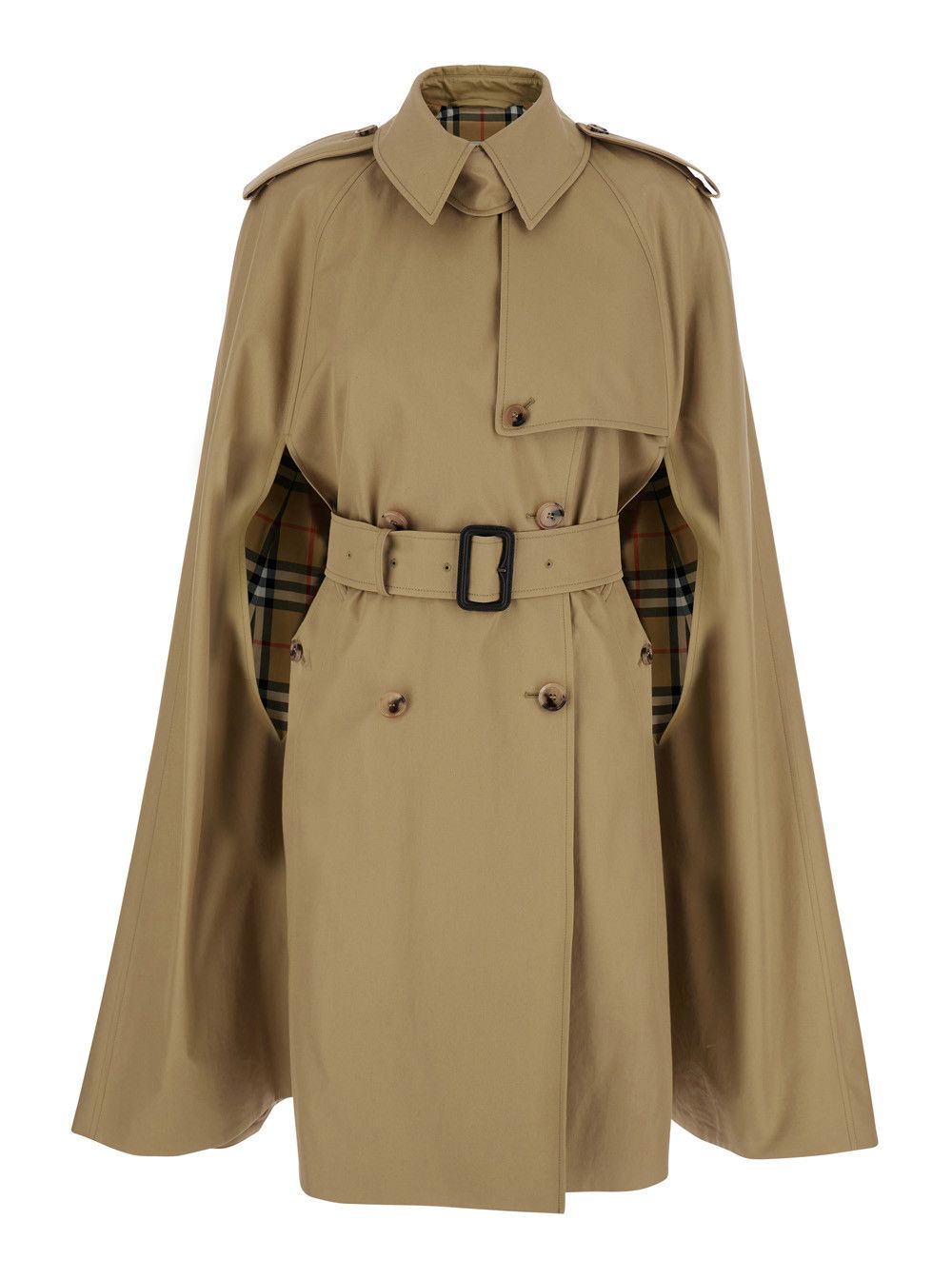 Burberry Bellemont Beige Cape with Classic Collar and Front Belt in Cotton for Women Size M / US 6-8 / IT 42-44 - 1 Thumbnail