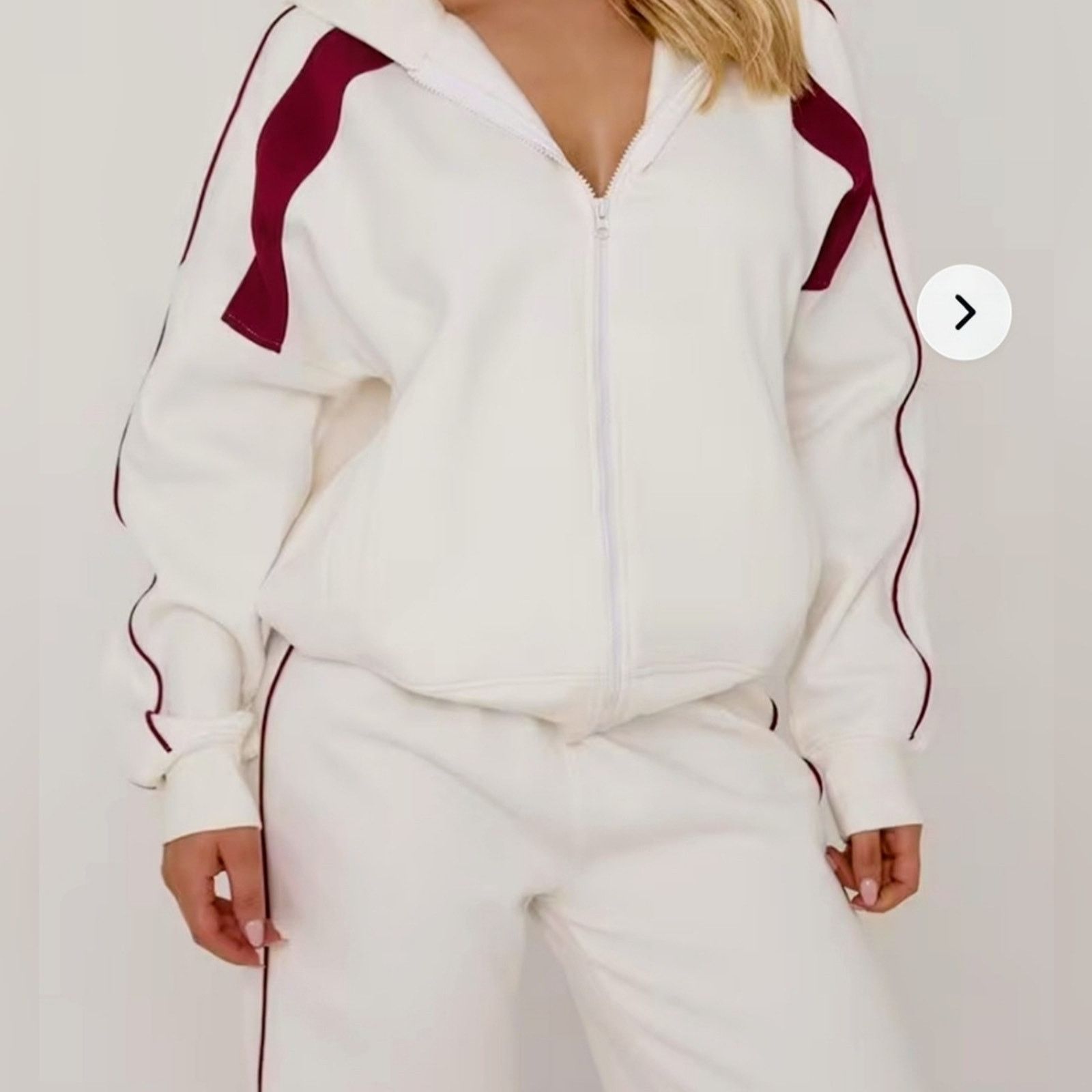 Ego Tripping EGO Oversized Burgundy Stripe Athleisure Sweat Set EUC Size 34" / US 12 / IT 48 - 6 Thumbnail