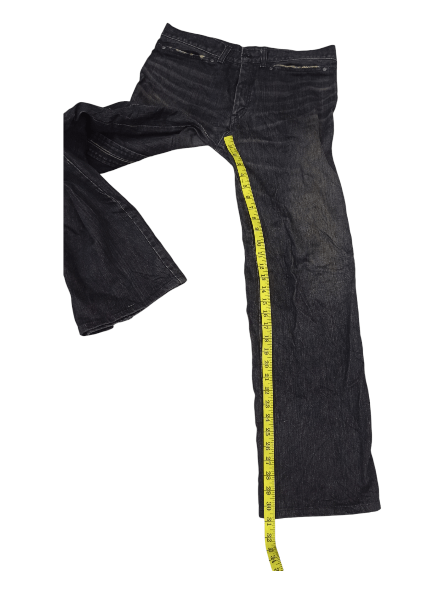 Japanese Brand Japanese Black Denim Lace Up Zipper Flared Jeans Size US 31 - 19 Thumbnail