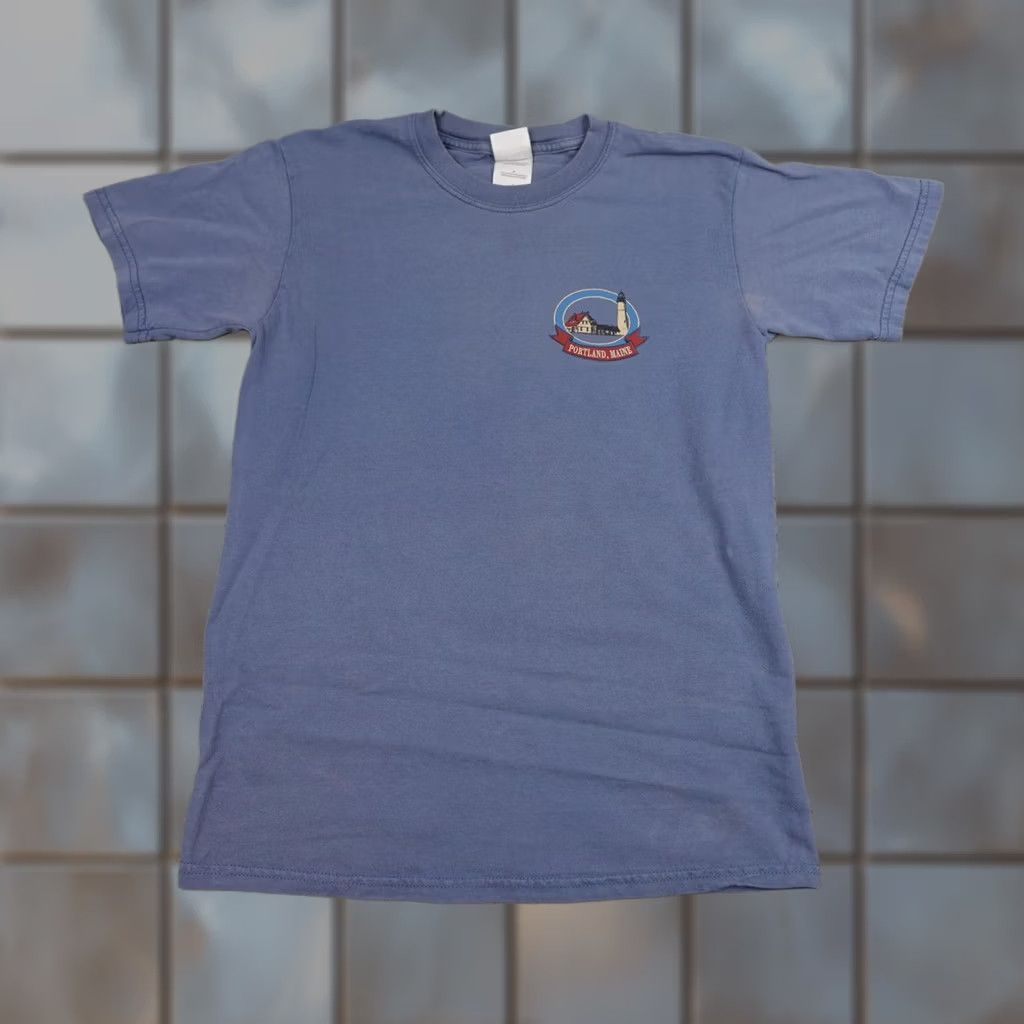 Gildan VINTAGE Portland Maine Lighthouse Shirt Mens S Blue Graphic 90s T-Shirt Size US S / EU 44-46 / 1 - 1 Thumbnail