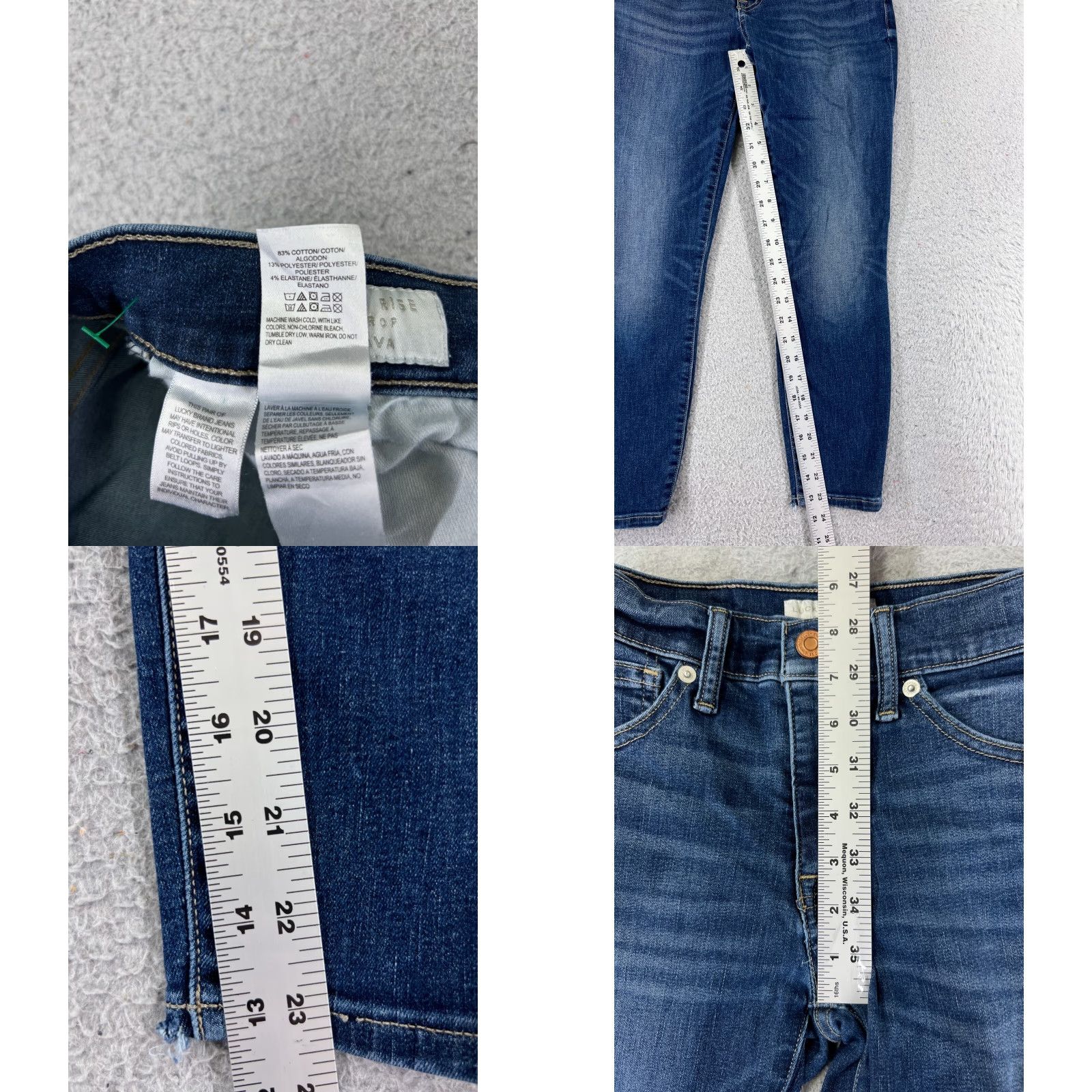 Vintage Ava Women's Blue Denim Jeans 2 Mid Rise Cropped 23x23 Cotton Blend 90s American Size 26" / US 2 / IT 38 - 8 Thumbnail
