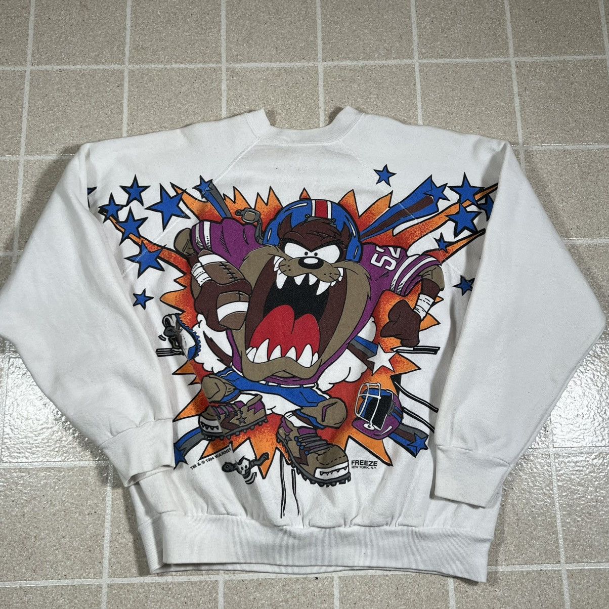 Vintage 1994 Freeze Taz Looney Tunes Sweatshirt Aop Football