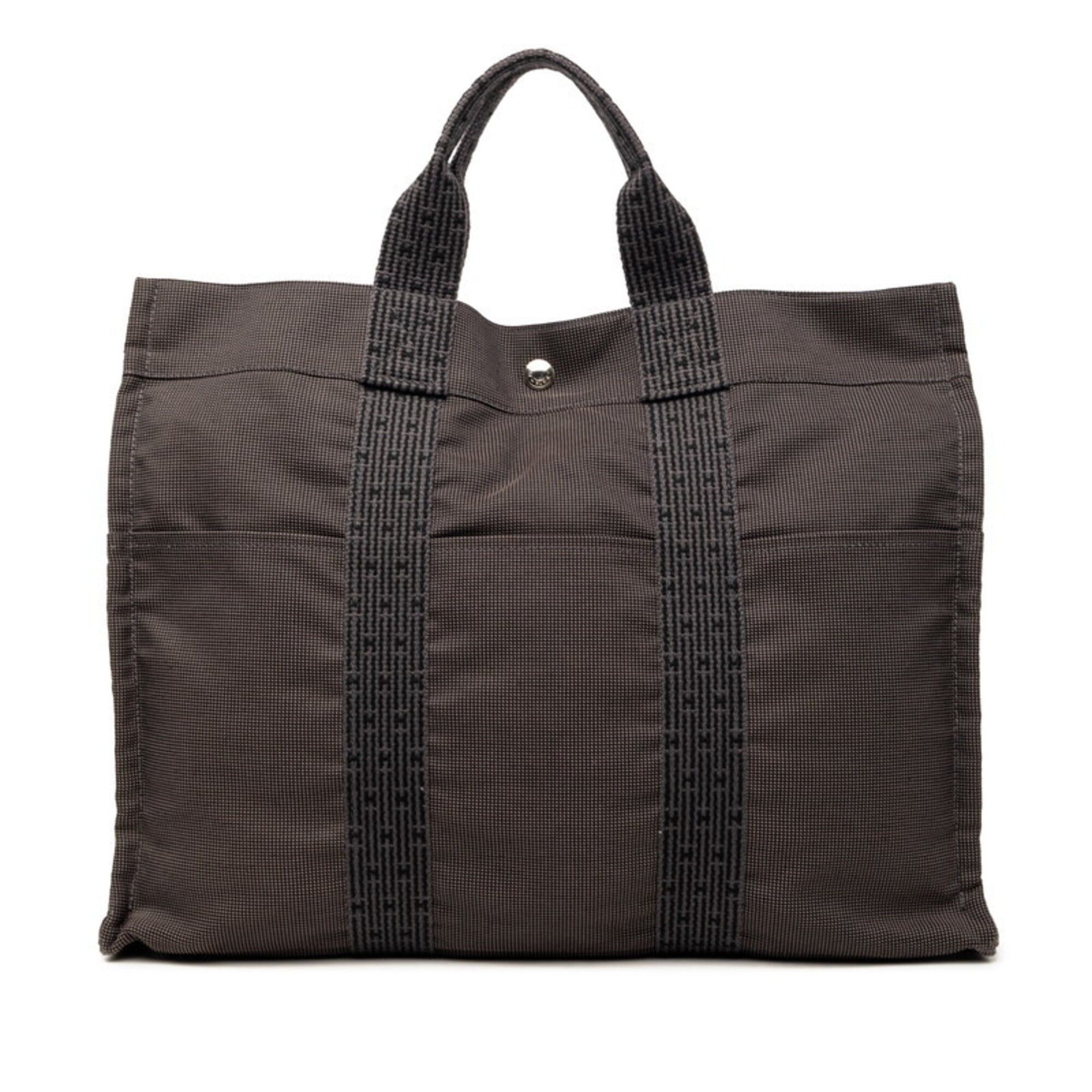 Hermes Hermes Herline Tote MM Handbag Bag Black Gray Canvas Women's HERMES Size ONE SIZE - 1 Thumbnail