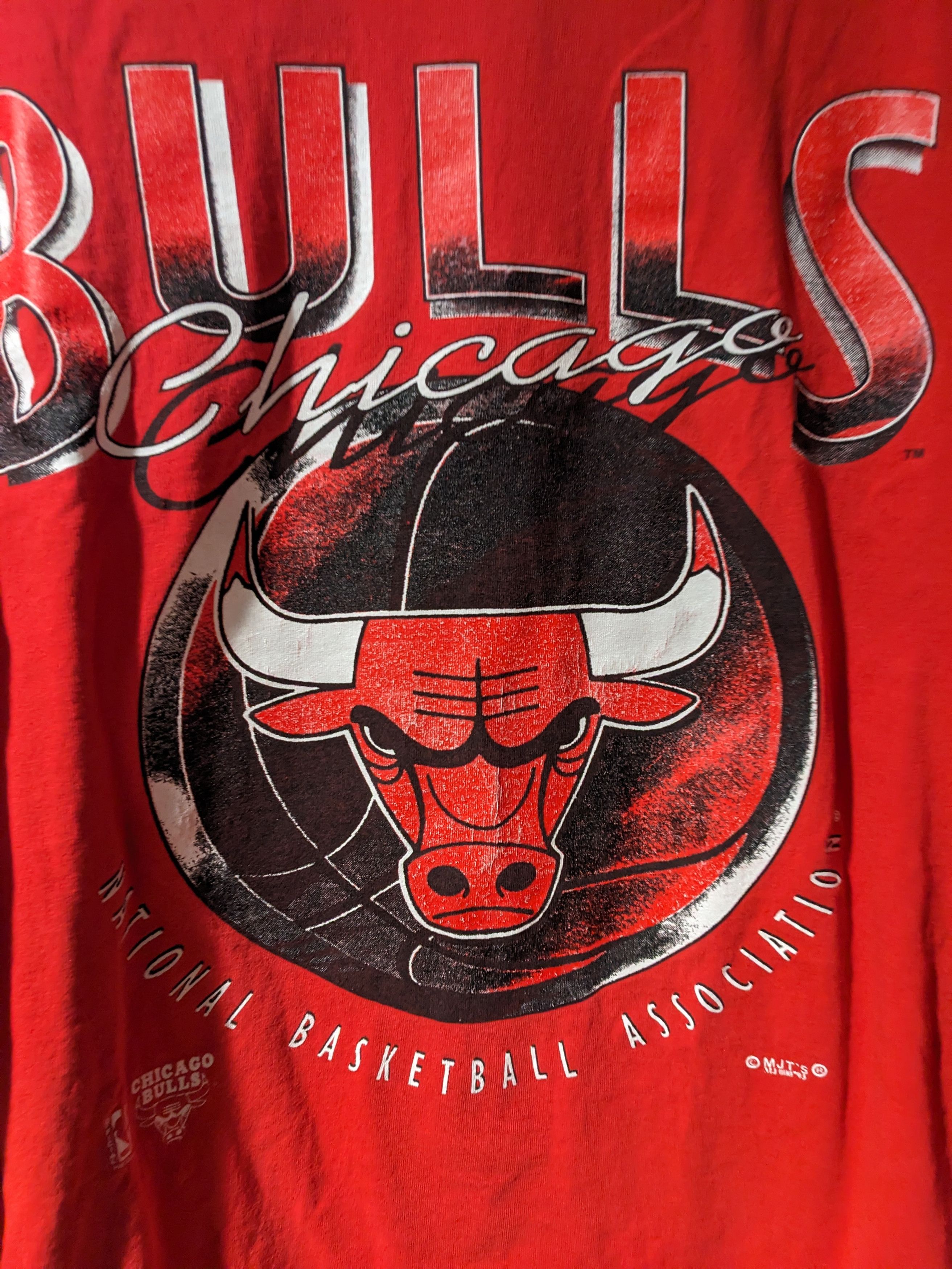 NBA × Vintage Vintage 90s Chicago Bulls NBA Basketball XXL Hooded T-Shirt Size US XXL / EU 58 / 5 - 2 Thumbnail