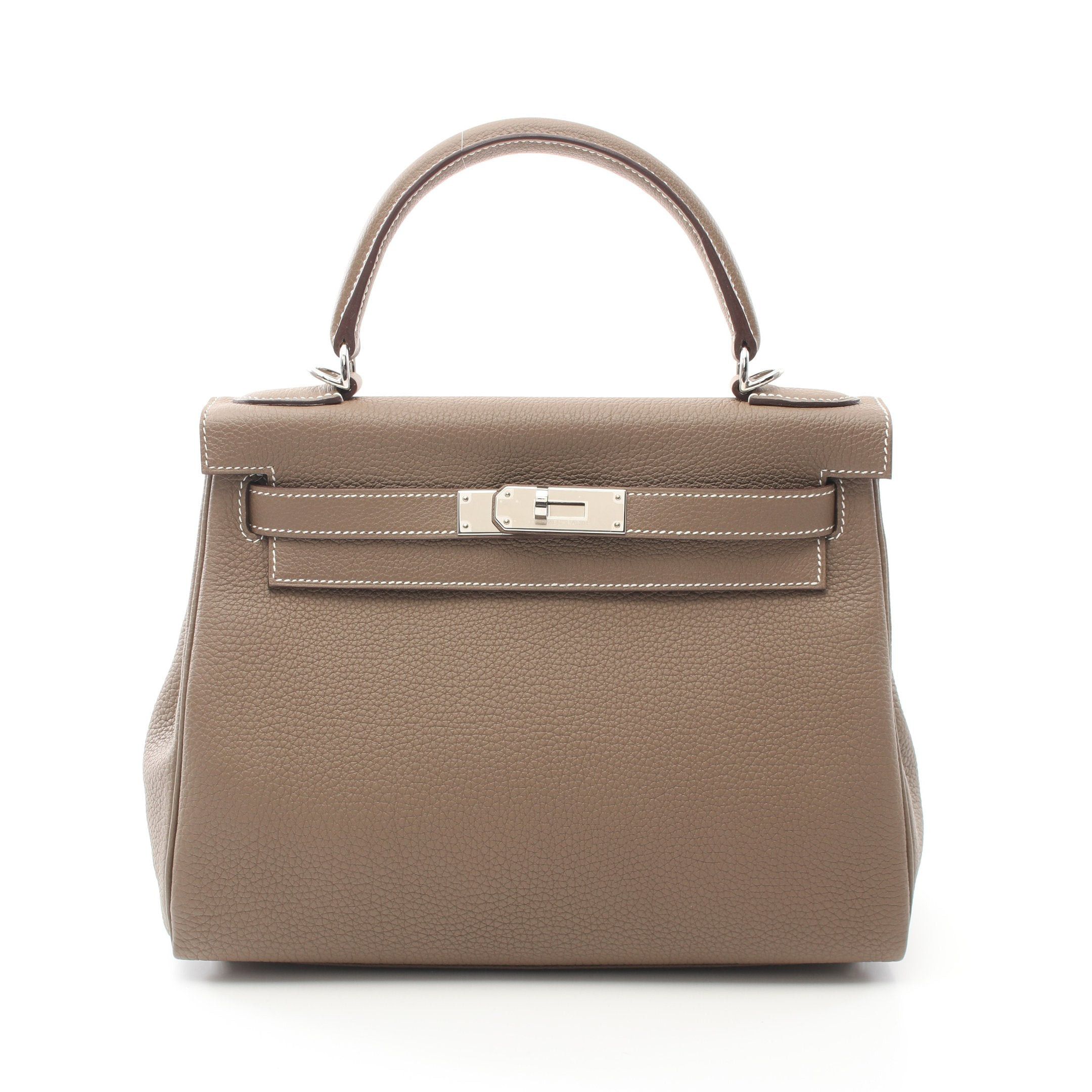 Hermes Hermes Kelly28 Etoupe Handbag Togo Gray Brown Silver Hardware Z Stamp Size ONE SIZE - 1 Thumbnail